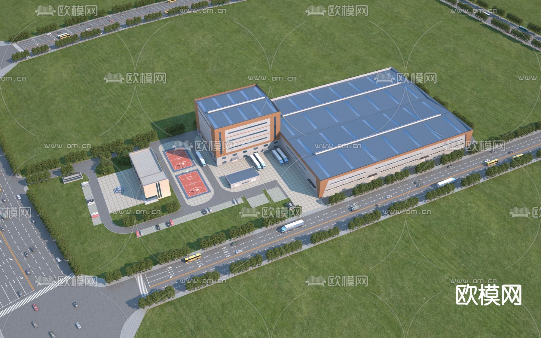 厂房鸟瞰 产业园3d模型下载