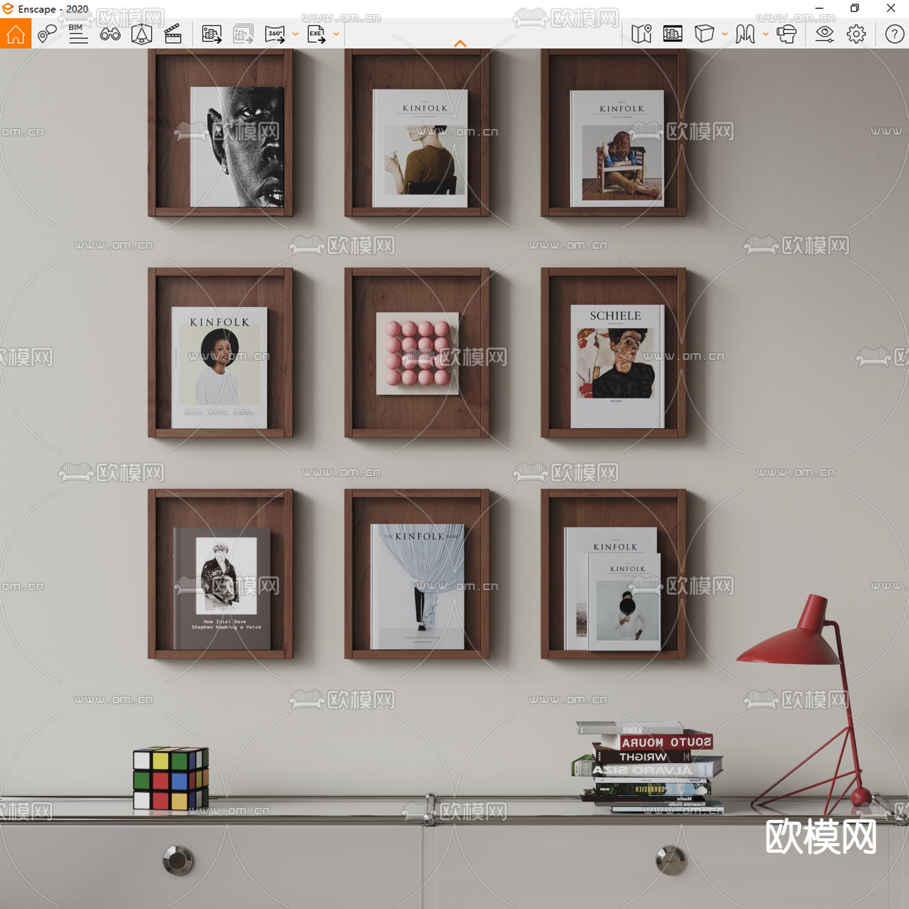 BoConcert书架 书本书籍 置物架 装饰品摆件su模型下载（渲染图3）