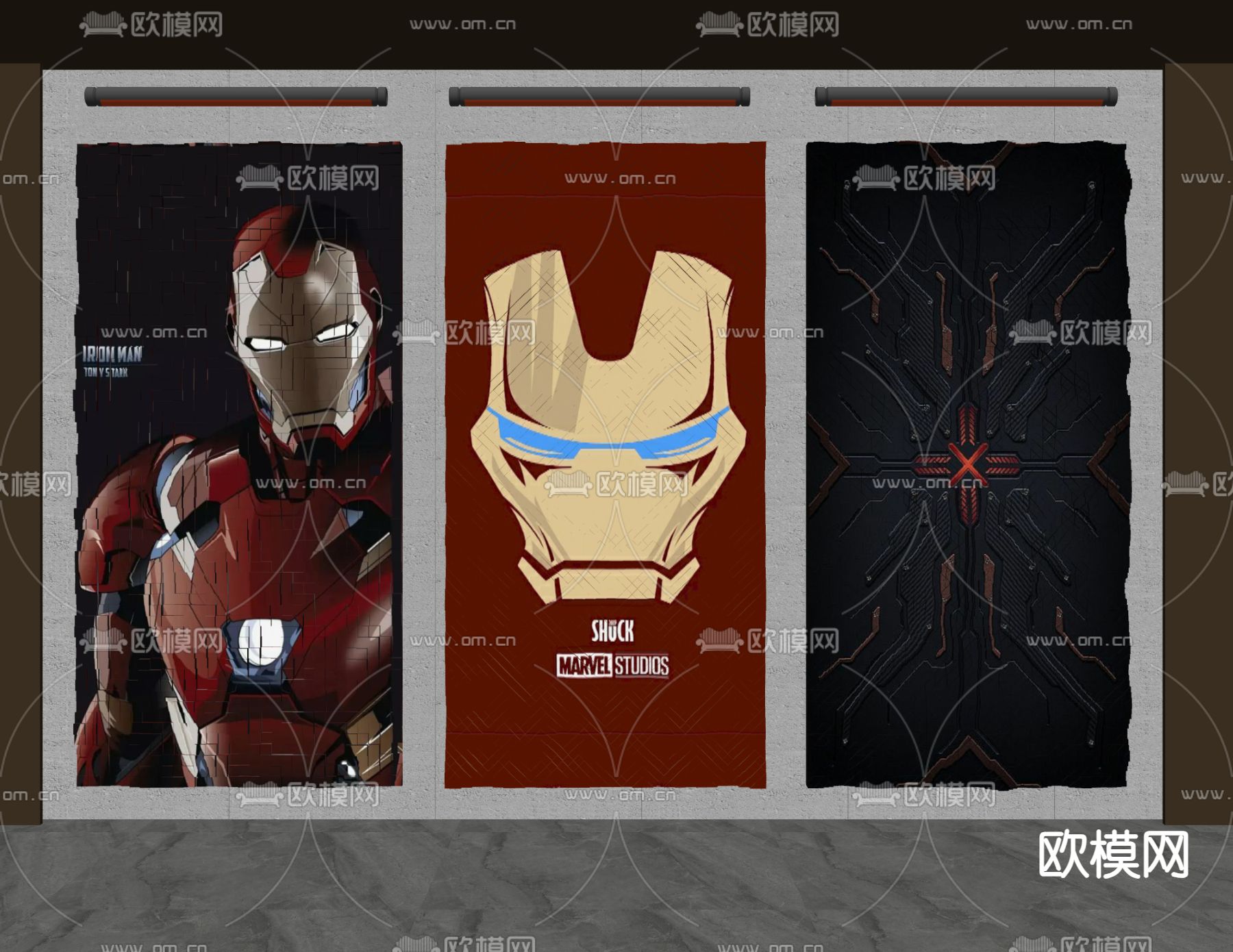 卡通马赛克 装饰画 漫威挂画su模型下载（渲染图2）