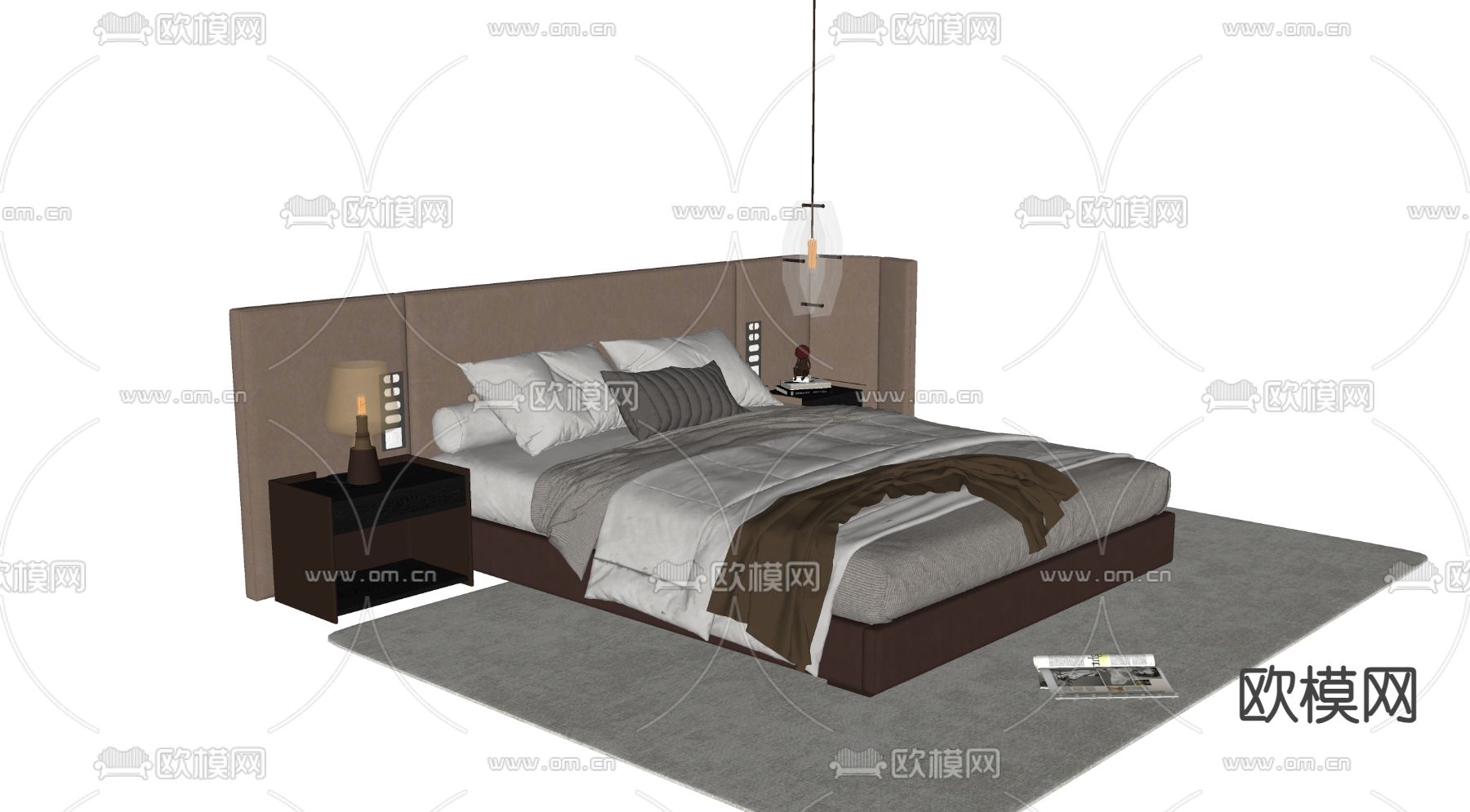 Minotti 双人床su模型下载（渲染图1）