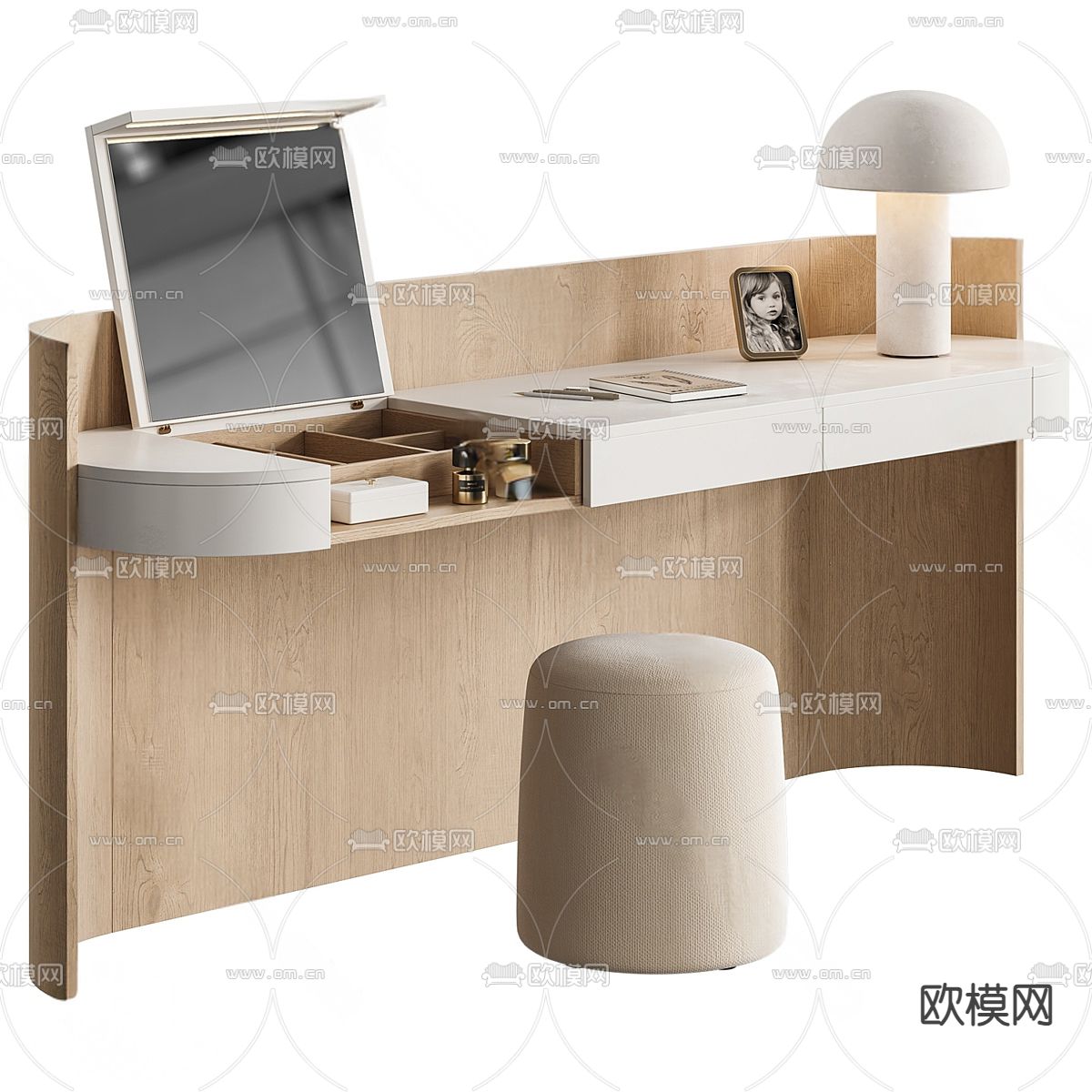 现代梳妆台su模型下载（渲染图2）