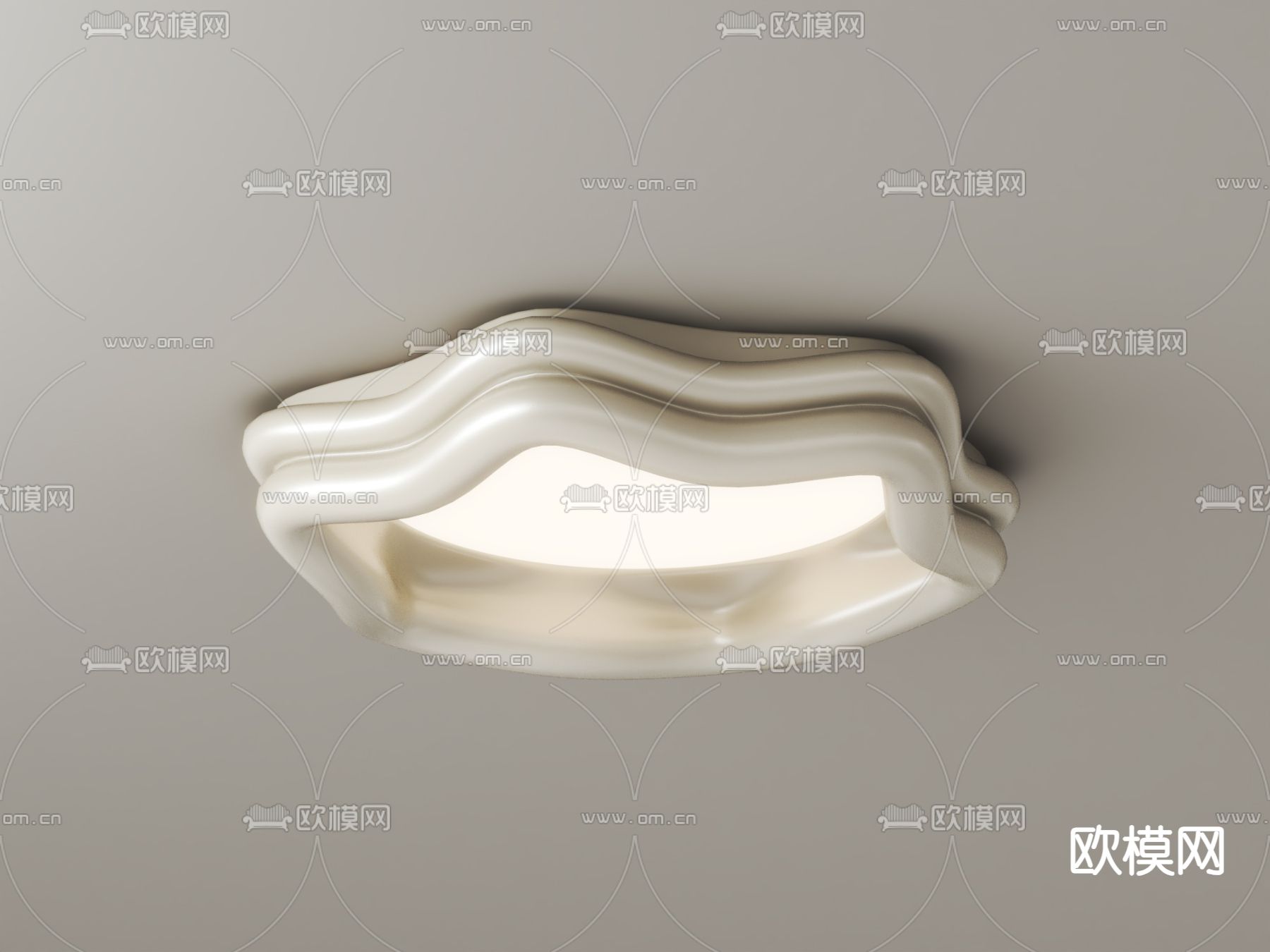 奶油风吸顶灯su模型下载（渲染图1）