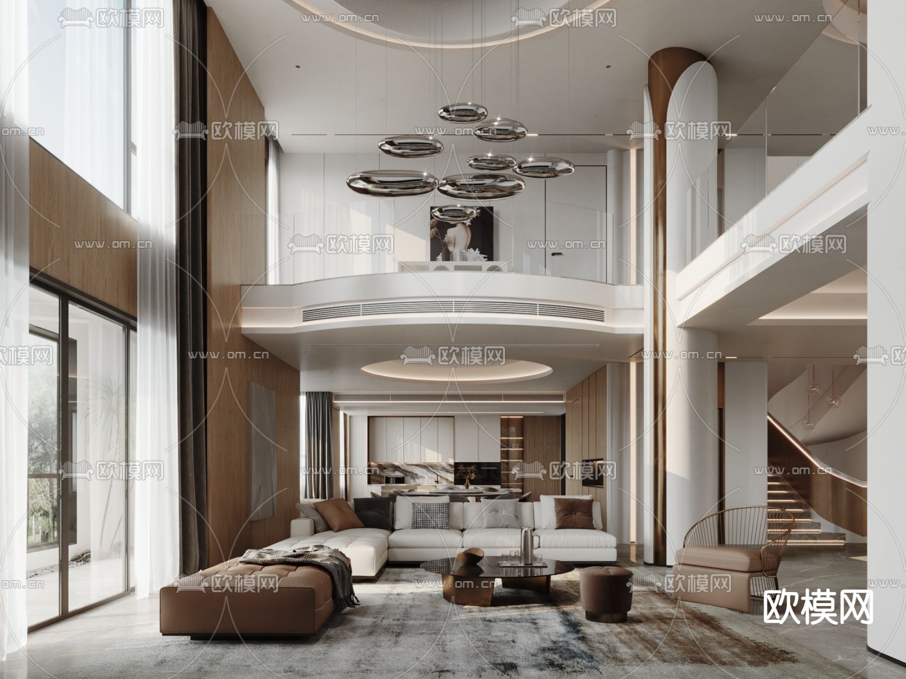 现代别墅客厅su模型下载（渲染图6）