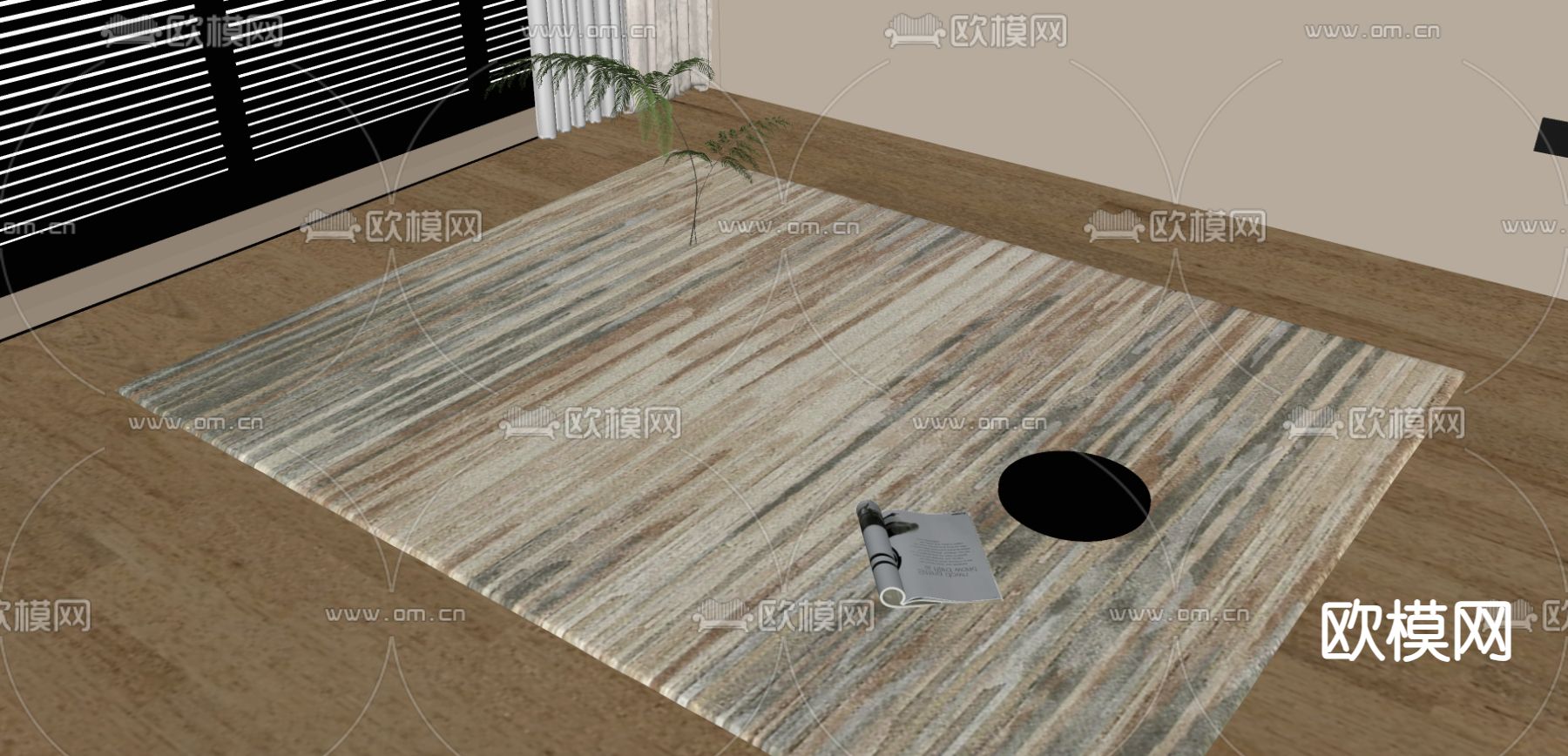 现代地毯su模型下载（渲染图1）