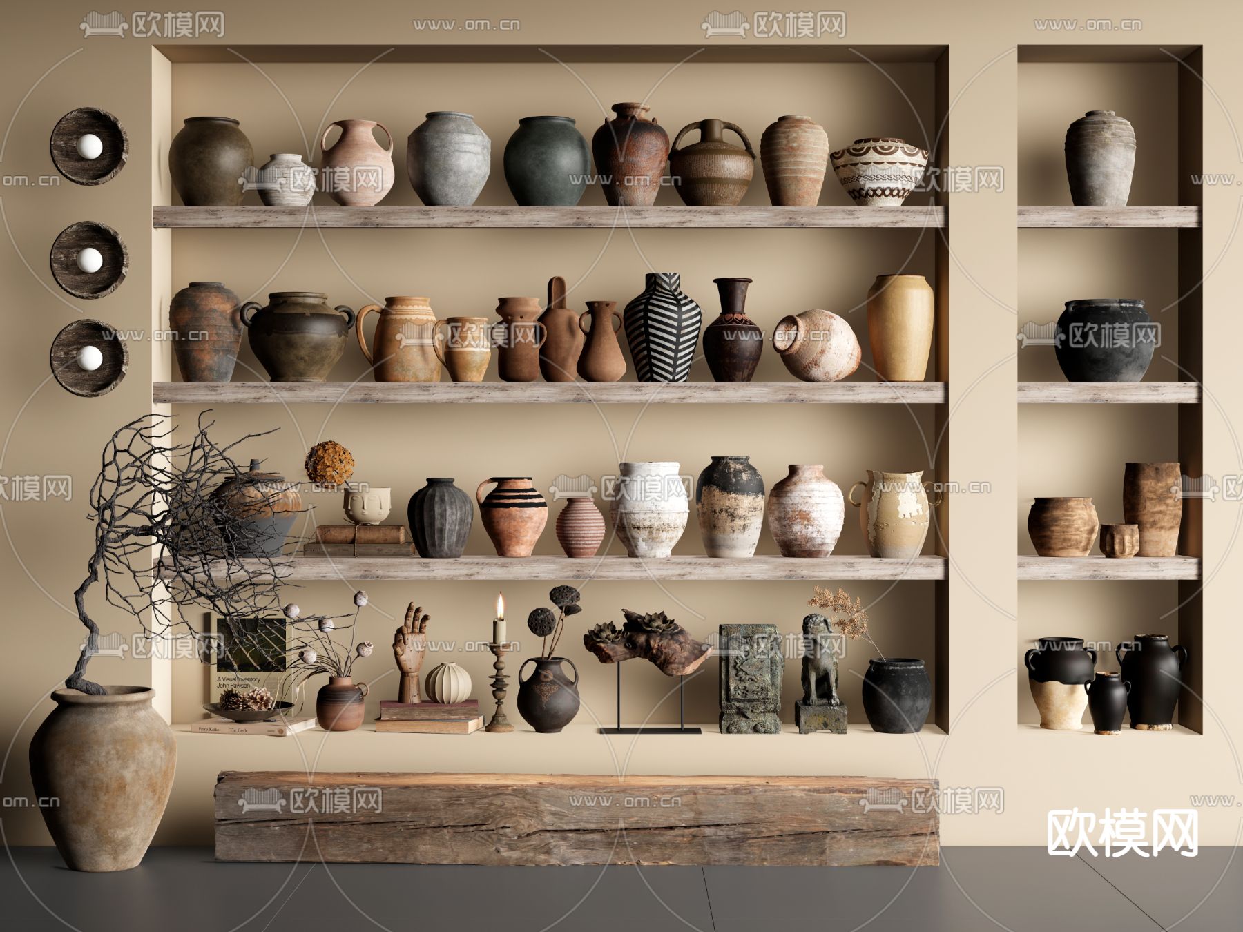 侘寂陶罐 陶瓷 花瓶 器皿3d模型下载