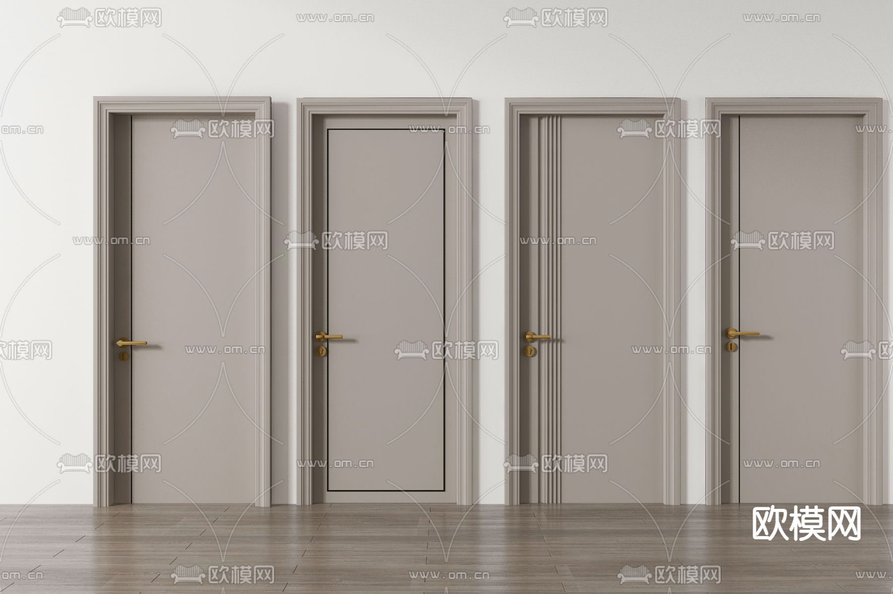 奶油风门 单开门 室内门su模型下载（渲染图2）