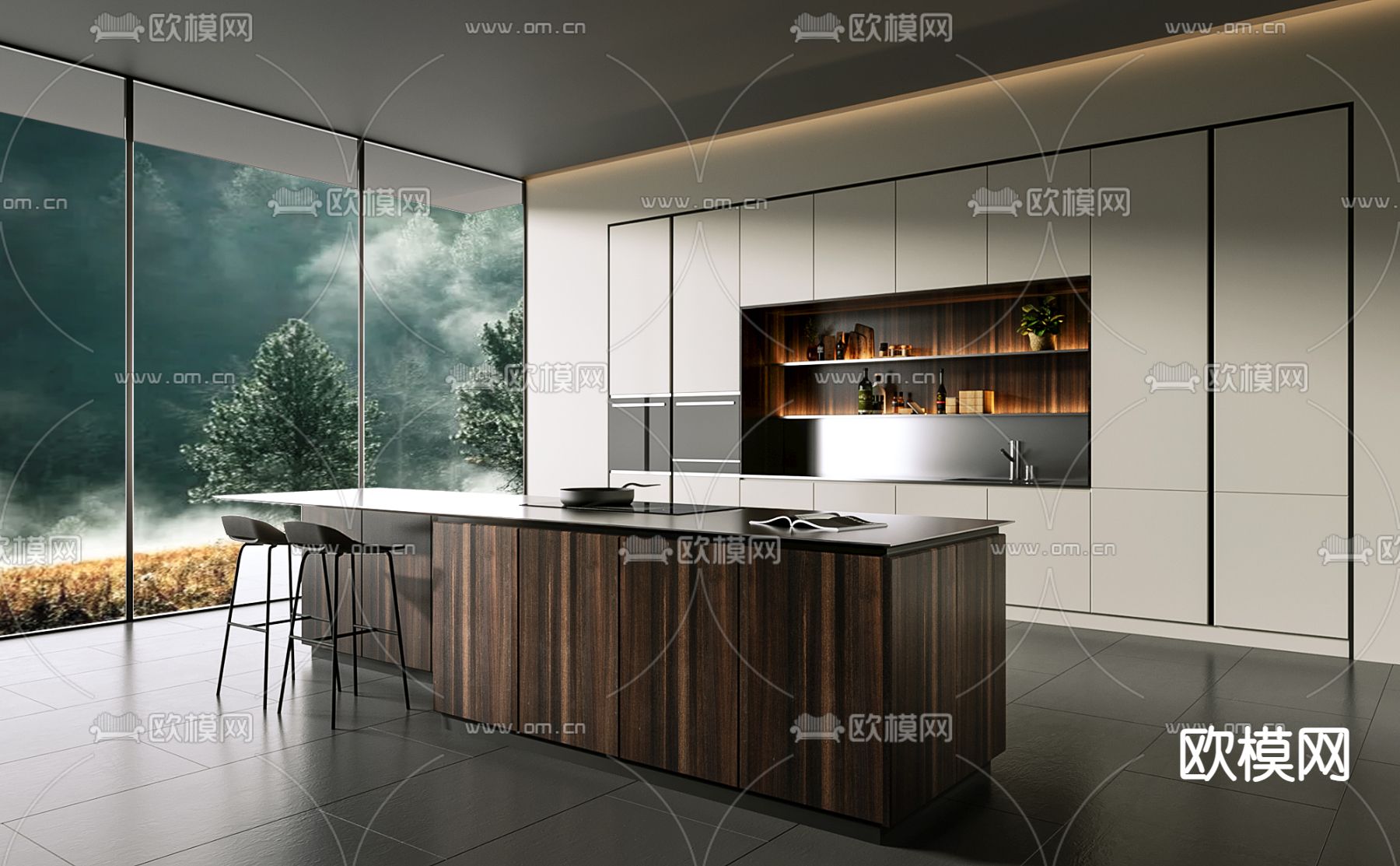 poliform厨房岛台3d模型下载（渲染图2）