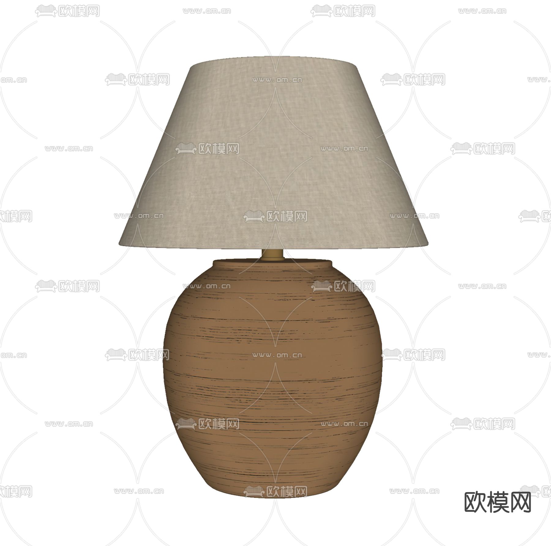 侘寂风台灯 陶罐台灯su模型下载（渲染图2）