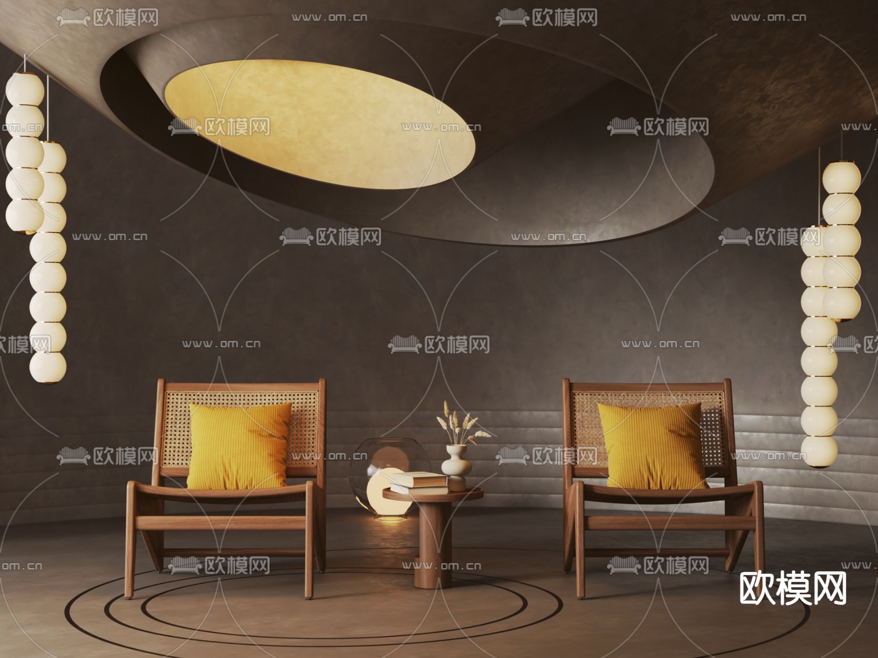 侘寂风休闲椅 编织椅su模型下载（渲染图1）