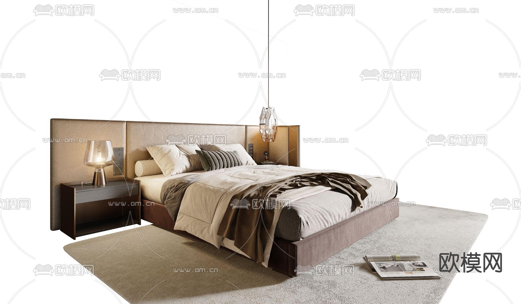 Minotti 双人床su模型下载（渲染图2）