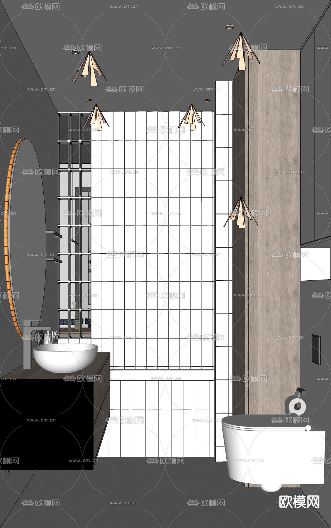 侘寂卫生间 浴室 洗手间su模型下载（渲染图4）