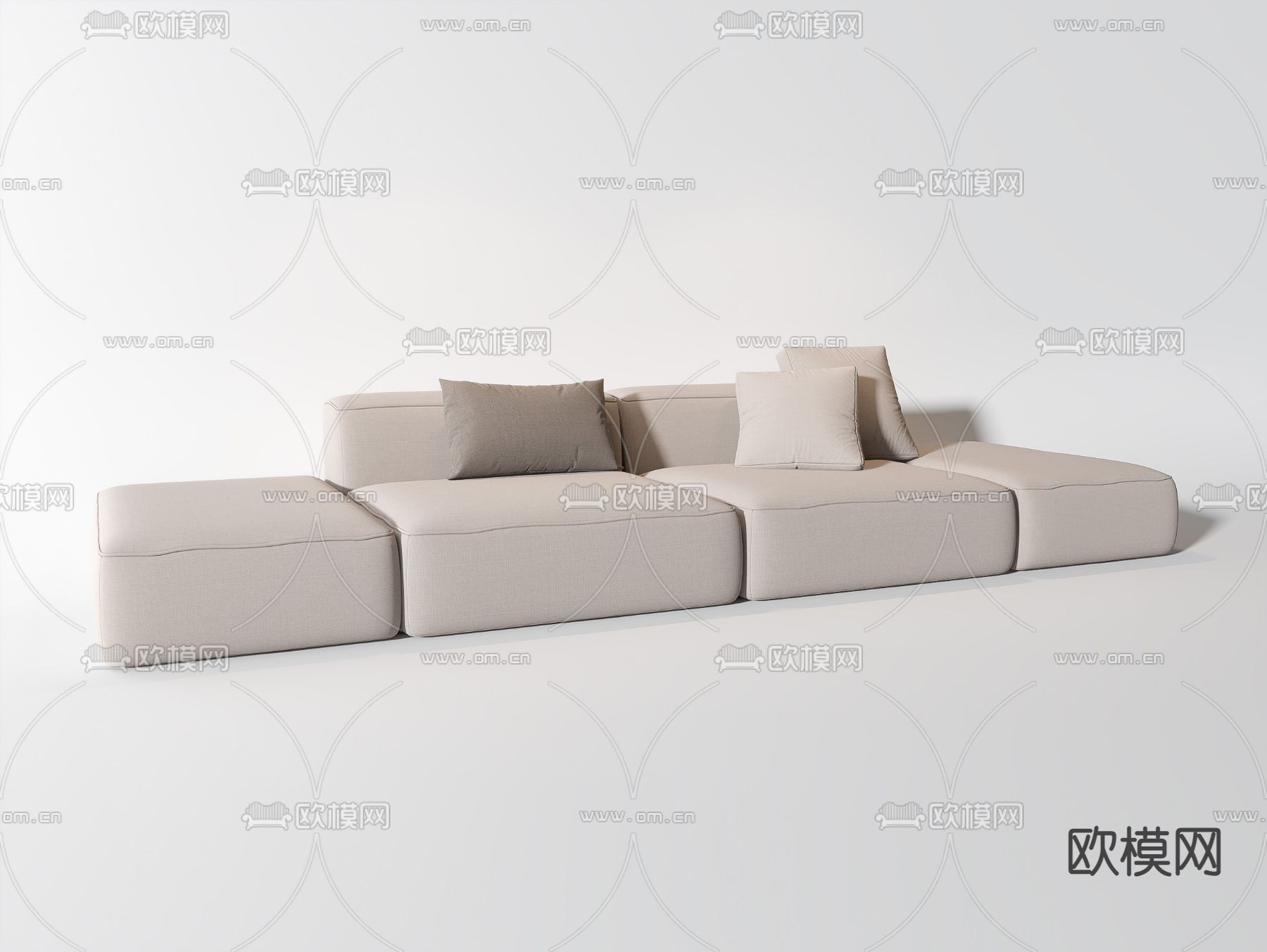 豆腐块沙发su模型下载（渲染图2）