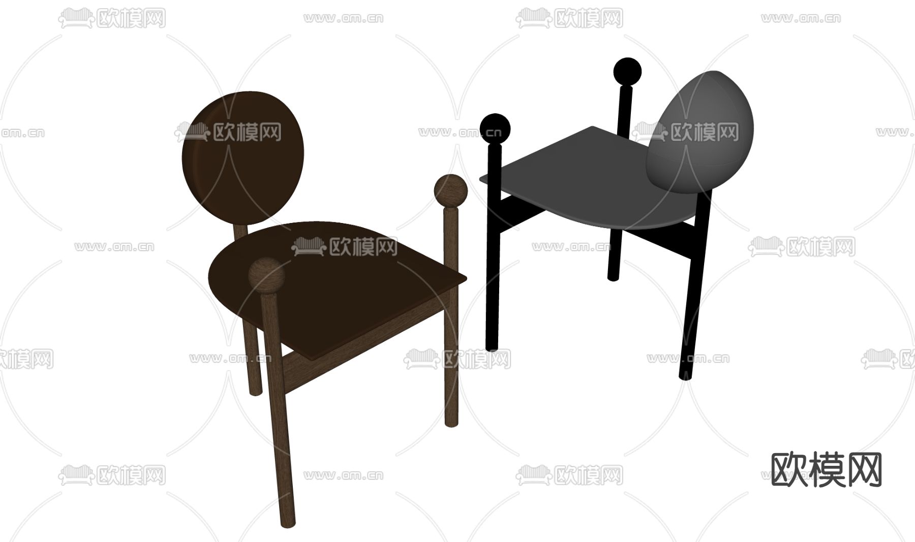 轻奢餐椅 椅子 单椅su模型下载（渲染图2）
