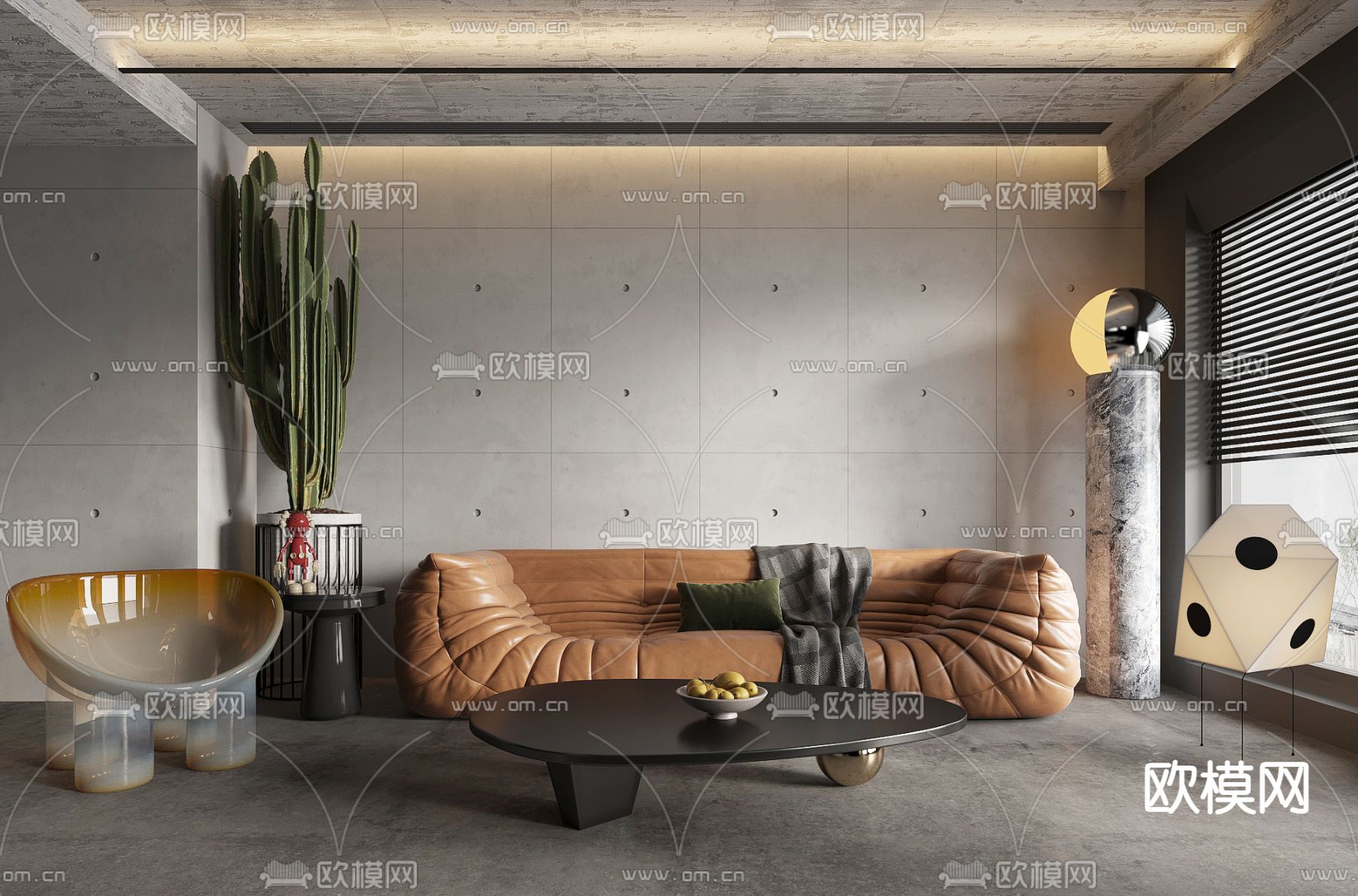 工业风客厅su模型下载（渲染图2）