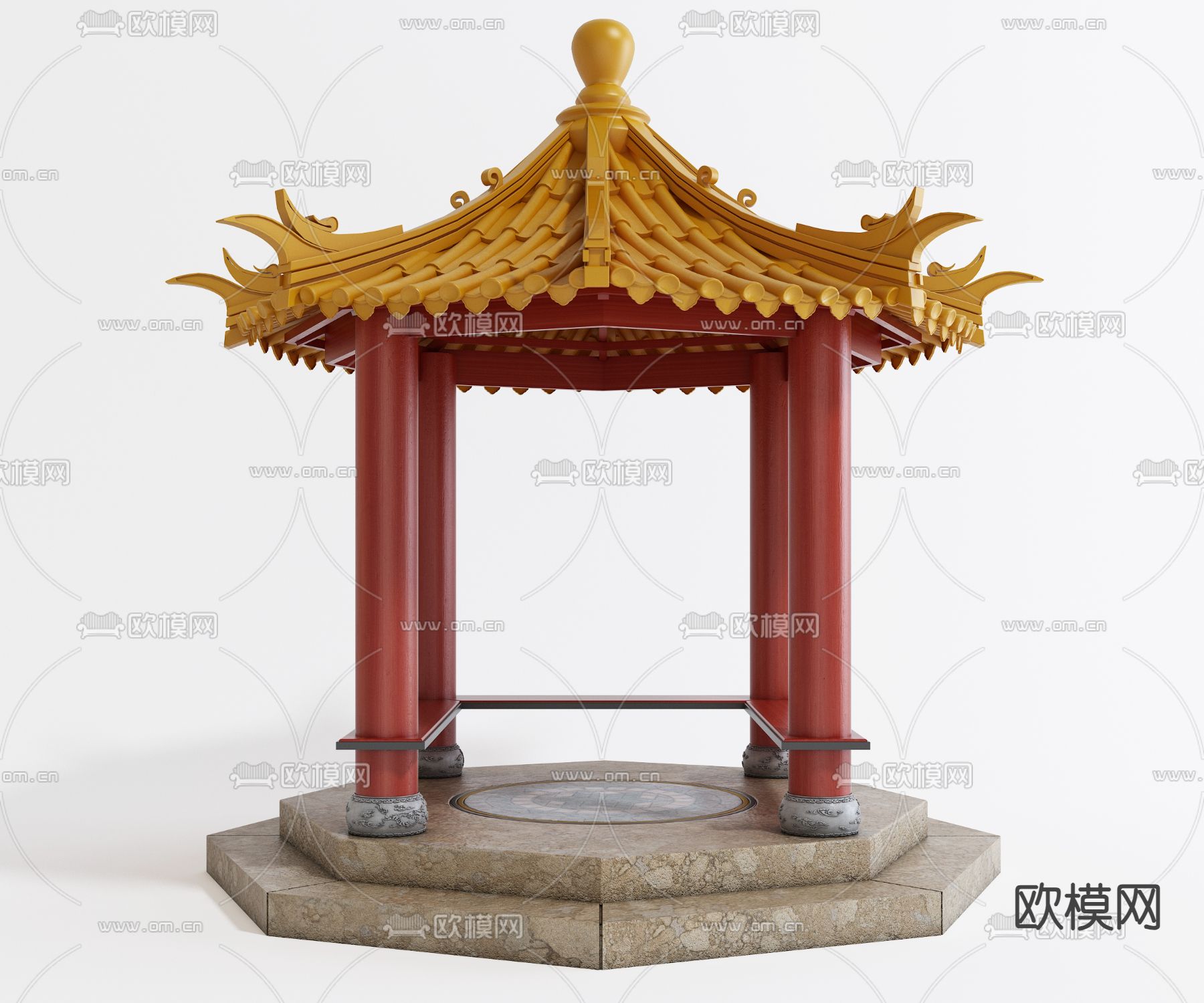 中式凉亭 六角亭 亭子3d模型下载