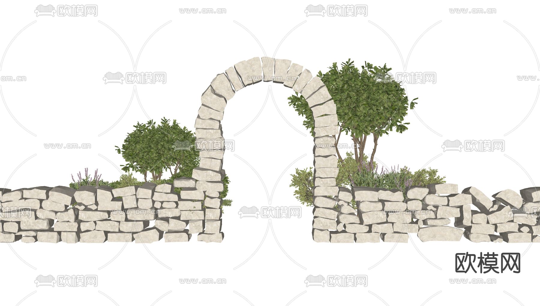 民宿土砖拱门su模型下载（渲染图1）