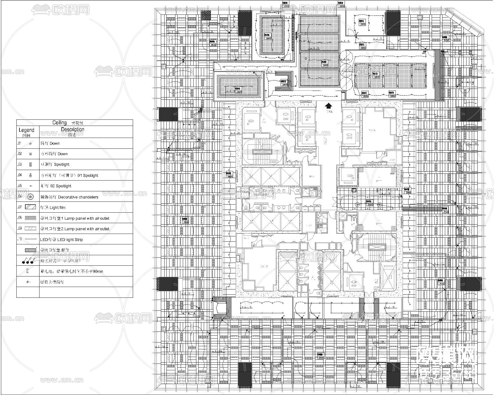 办公室电气布置图cad施工图下载（渲染图4）