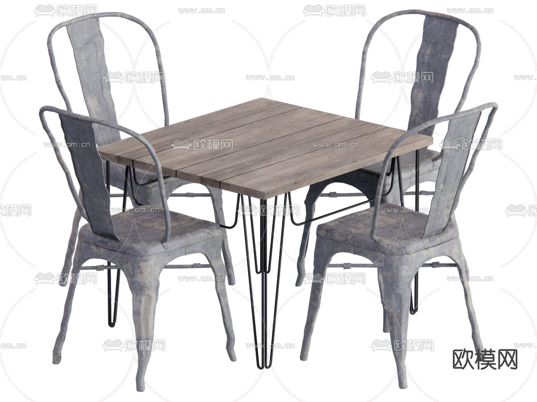 工业风休闲桌椅su模型下载（渲染图2）