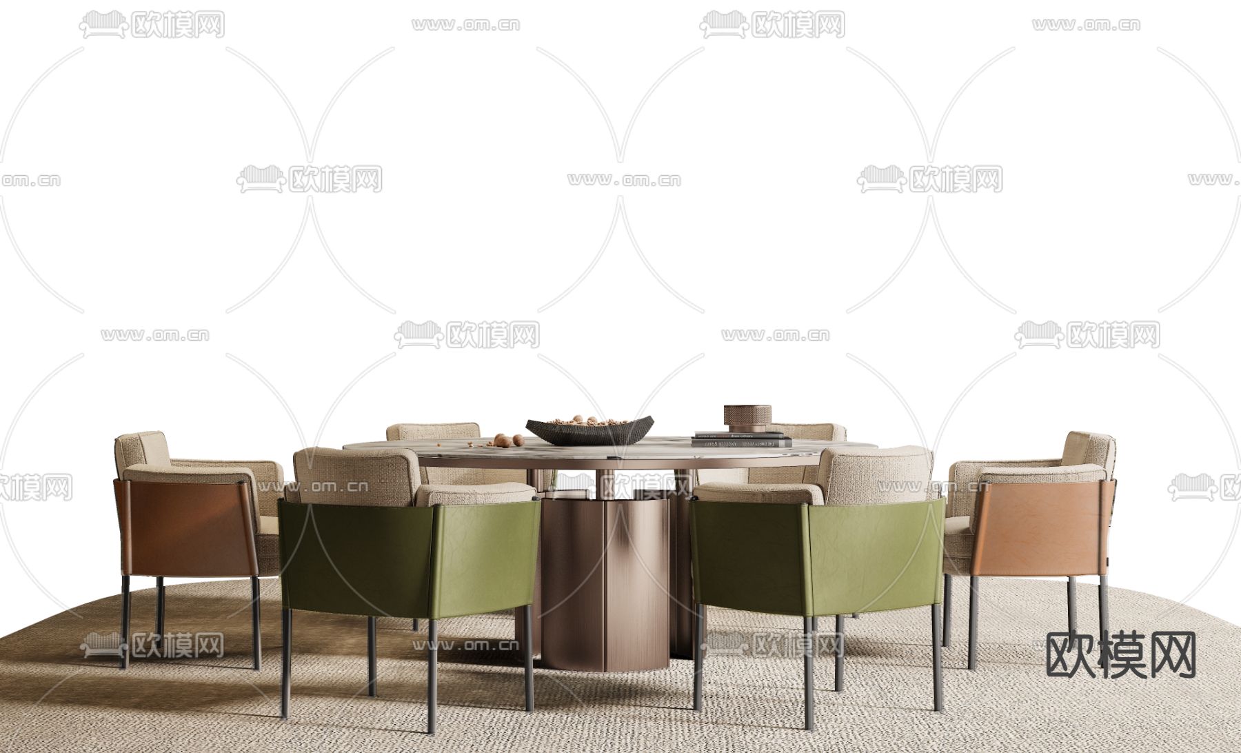 Minotti 餐桌椅su模型下载（渲染图2）