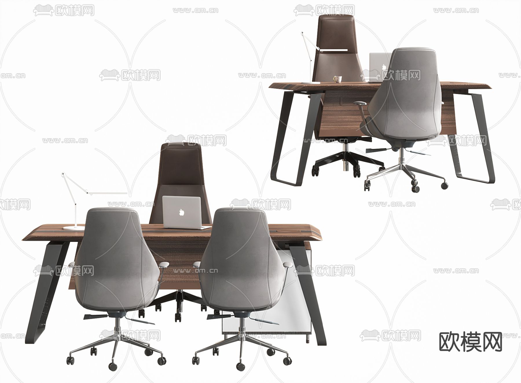 办公桌椅 班台桌3d模型下载