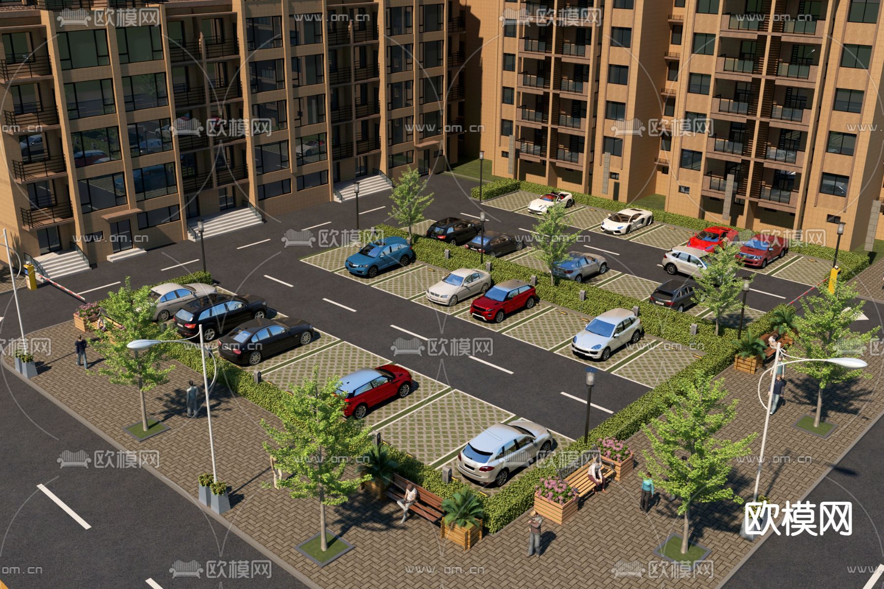 户外停车场3d模型下载（渲染图2）