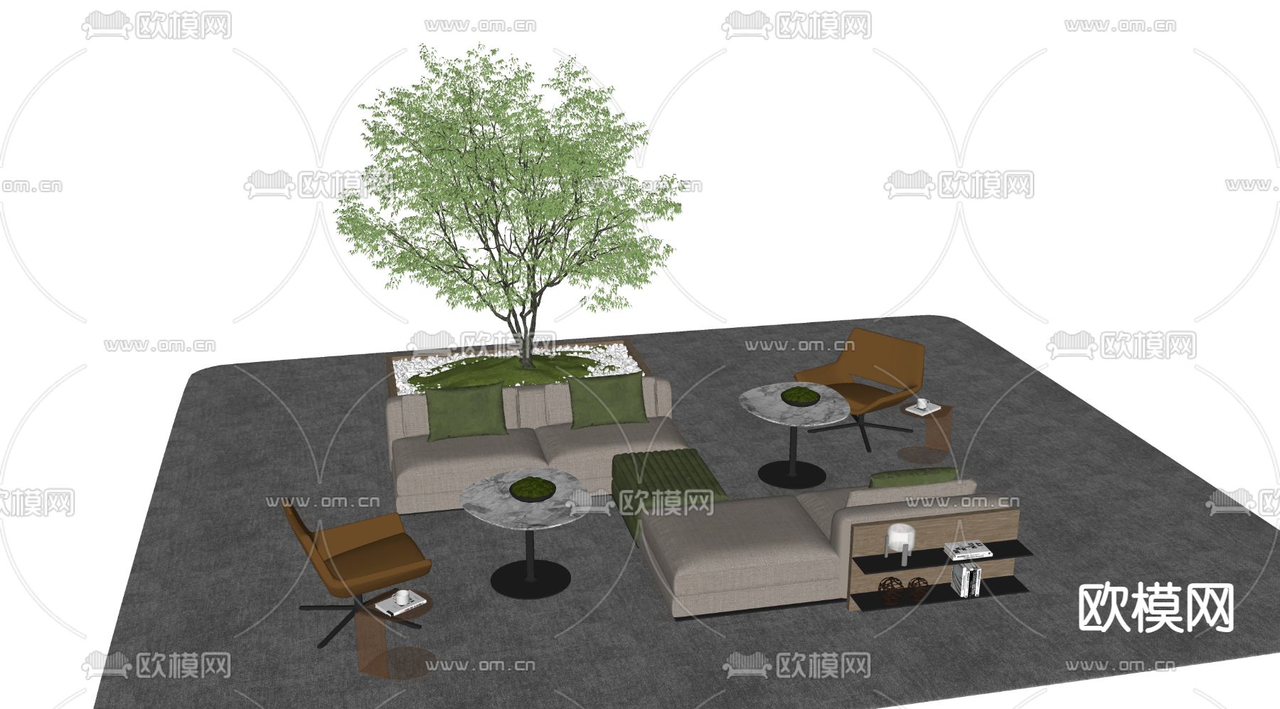 办公大堂沙发 组合沙发su模型下载（渲染图1）