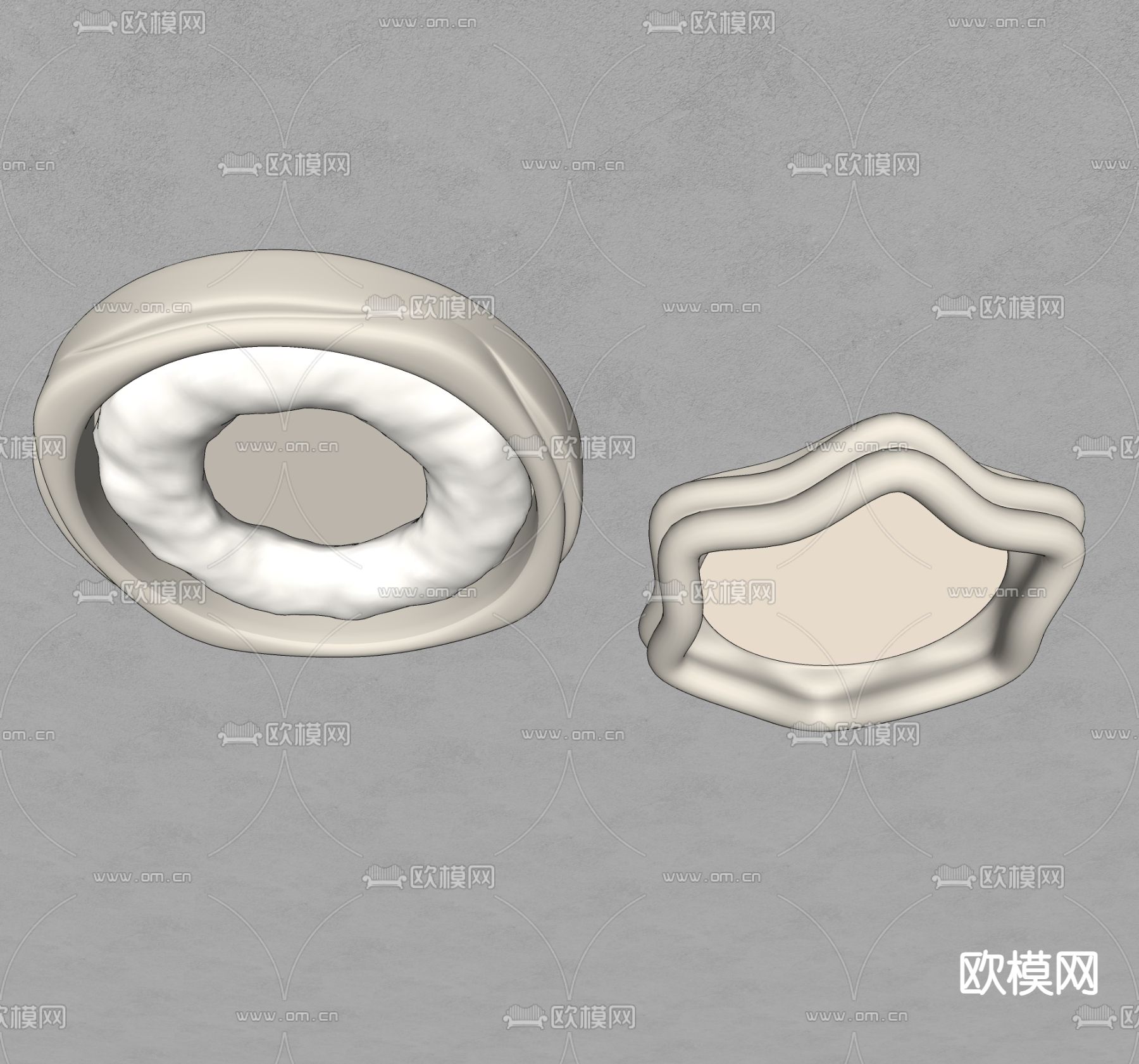 奶油风吸顶灯su模型下载（渲染图4）
