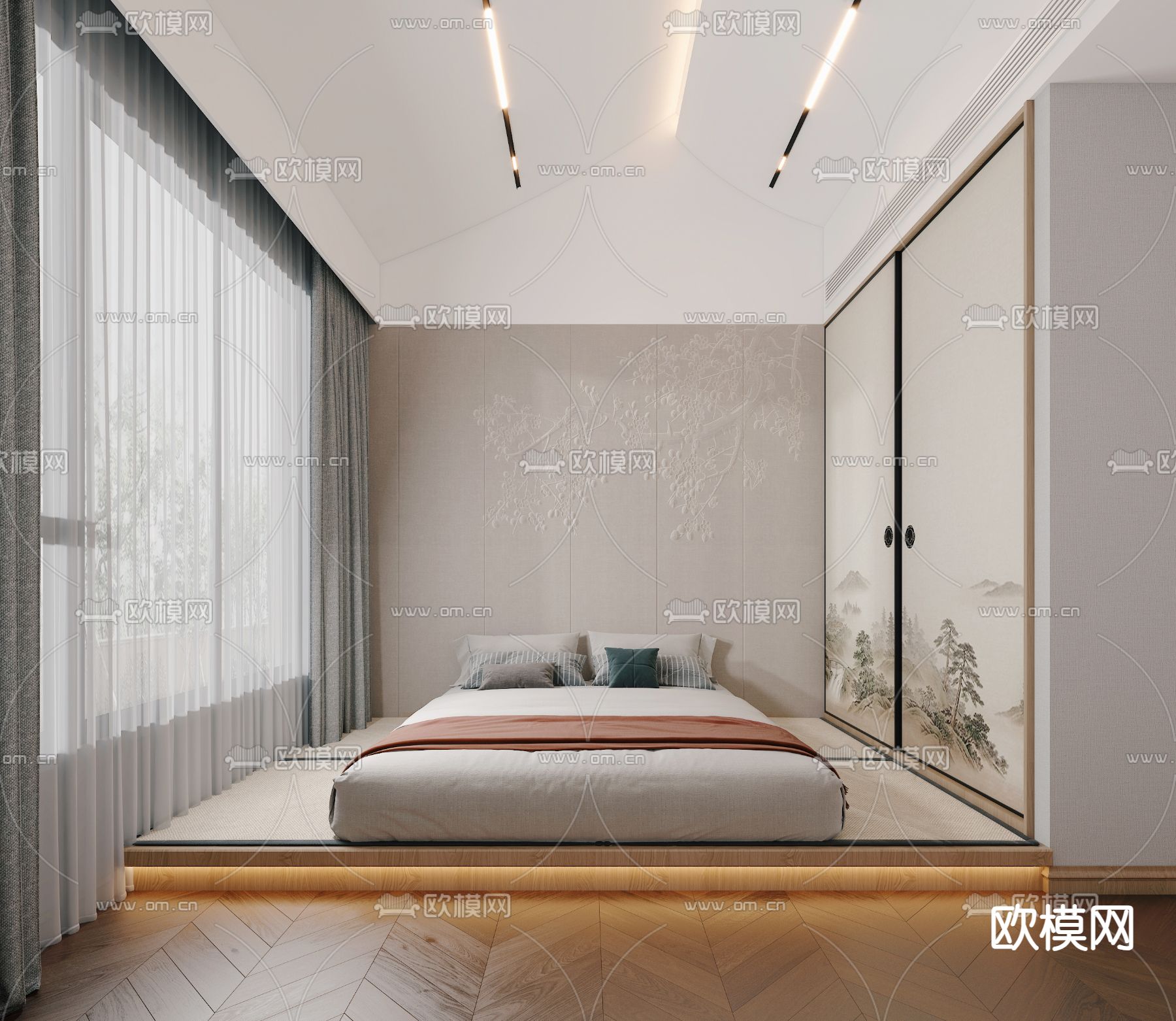 日式卧室 次卧3d模型下载