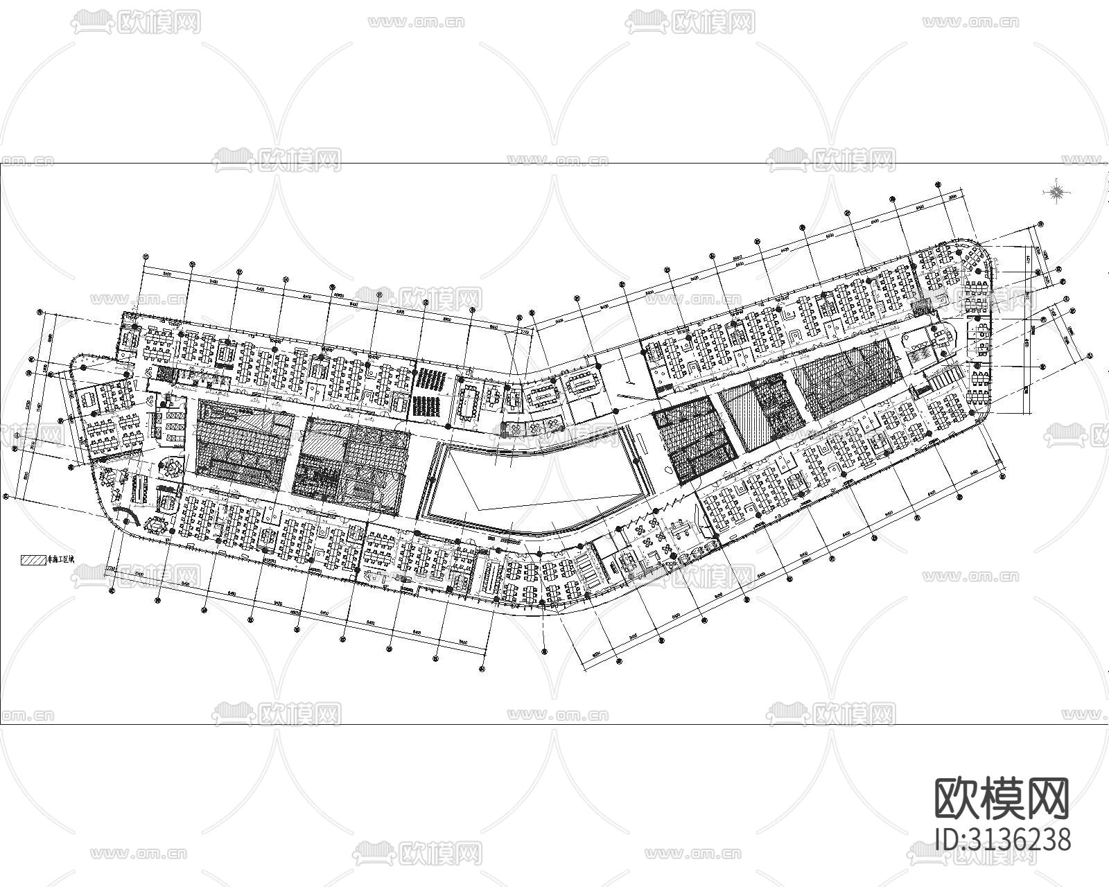 某办公室装饰全套cad施工图下载（渲染图3）