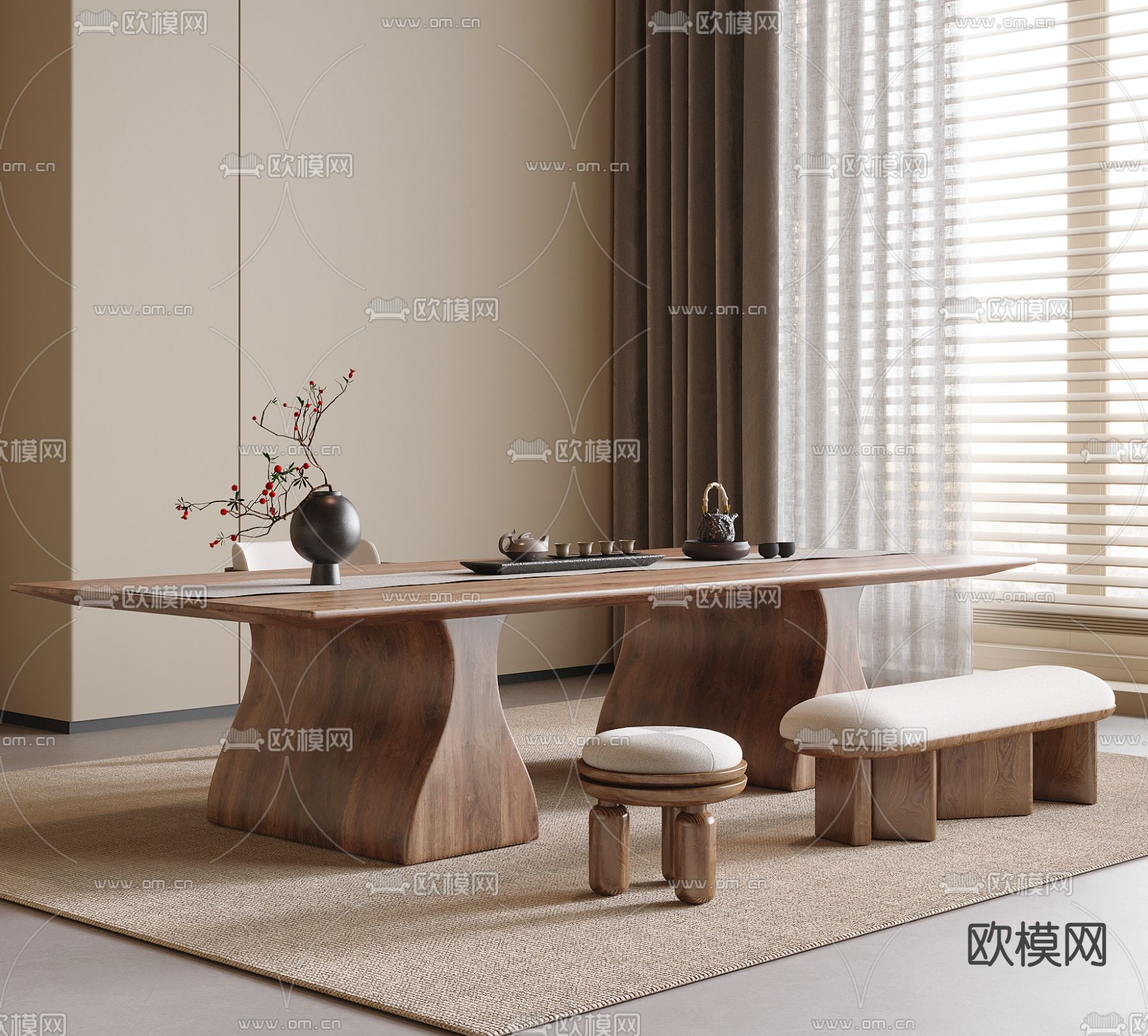 现代茶桌椅3d模型下载