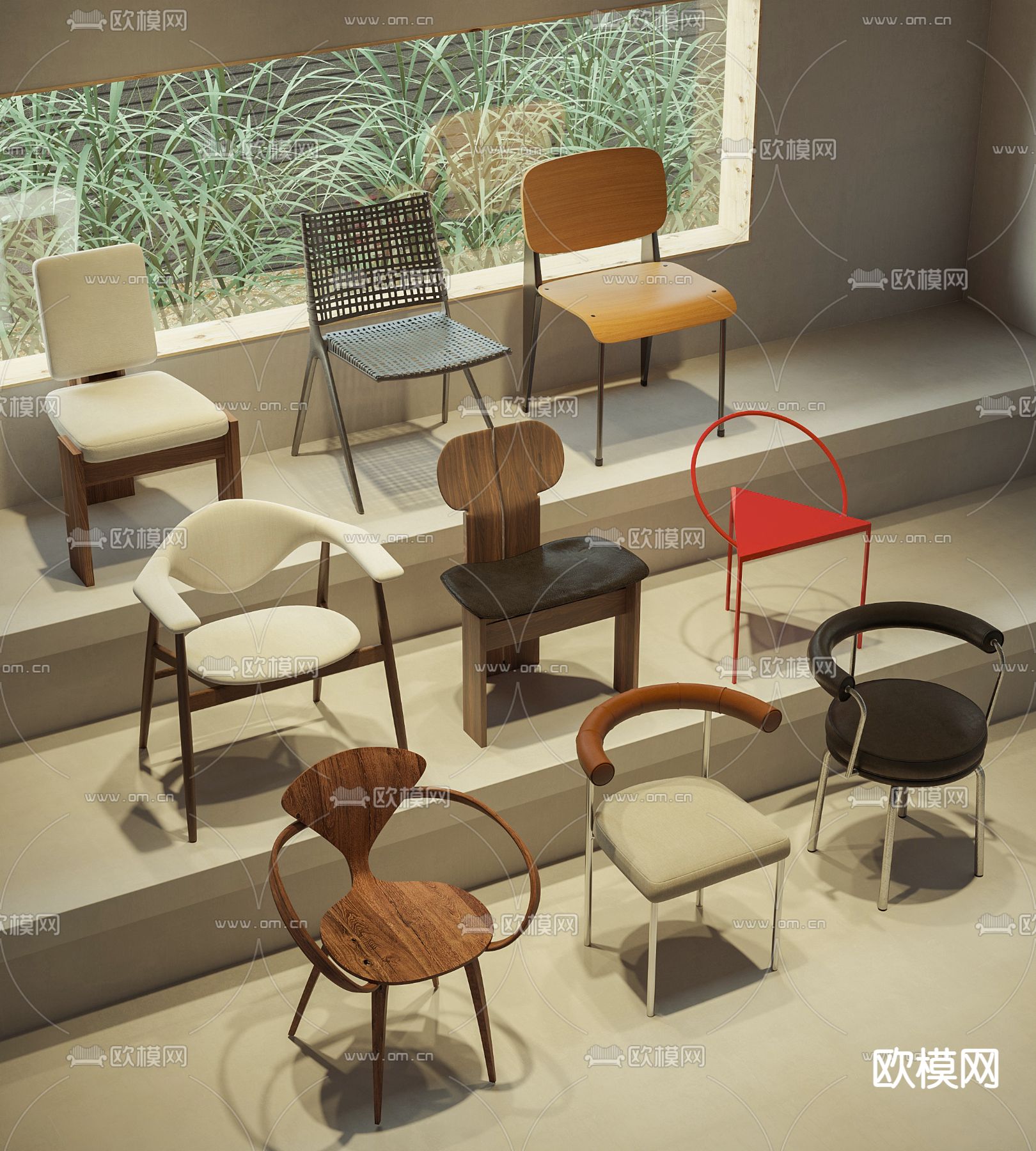 中古风椅子 休闲椅3d模型下载