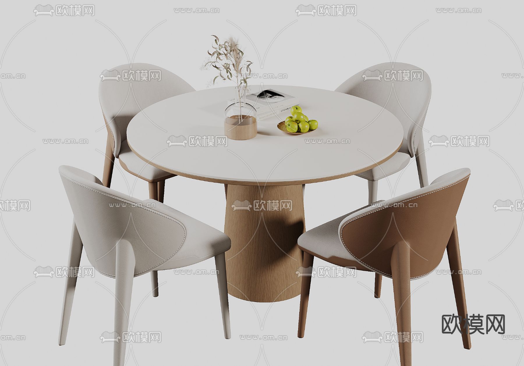圆形餐桌椅3d模型下载