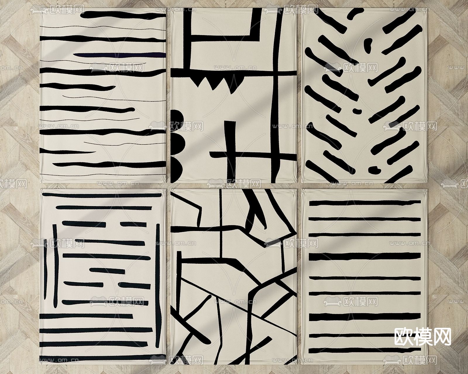 黑白地毯3d模型下载