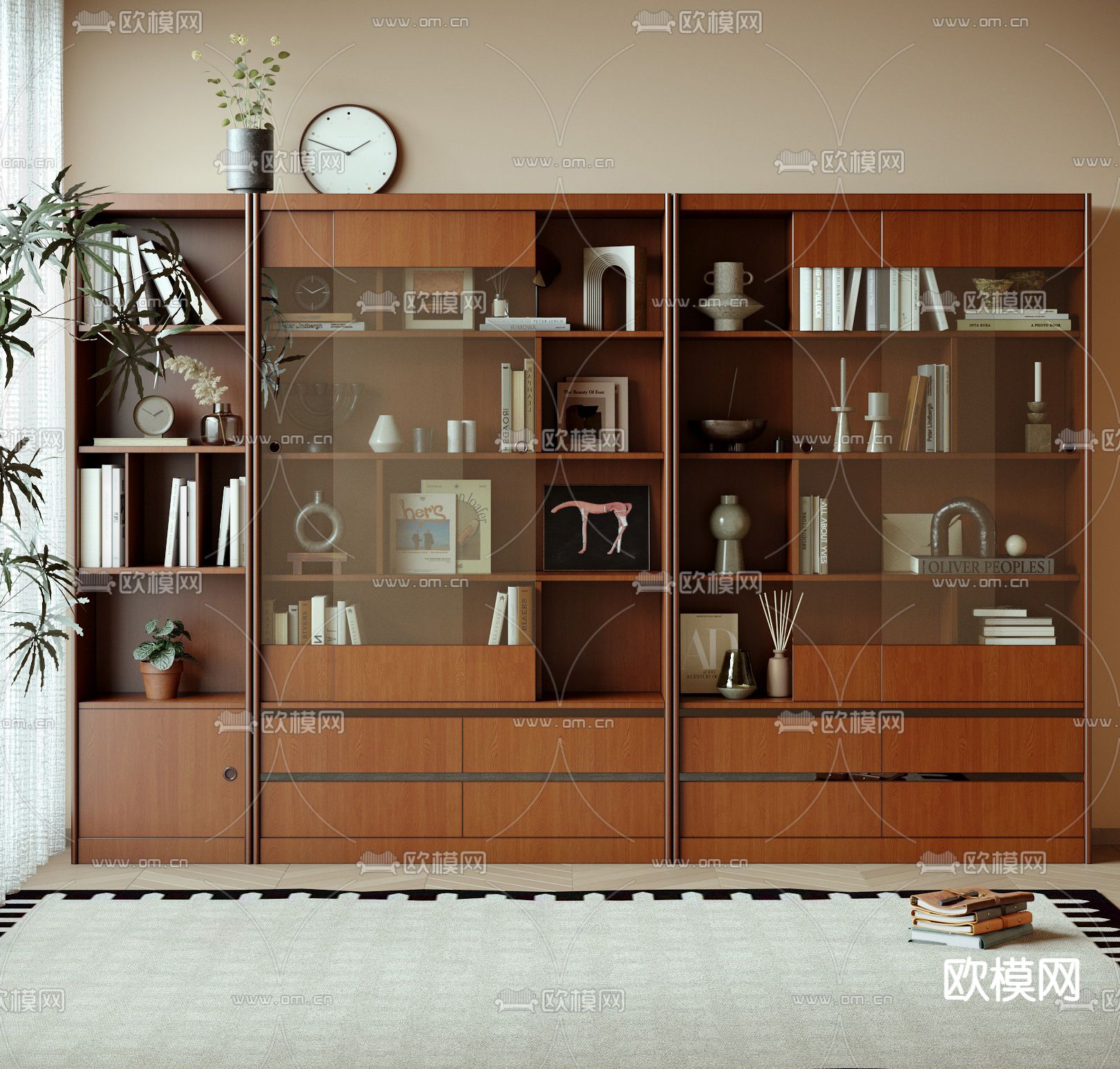 中古风书柜 储物柜 装饰柜3d模型下载