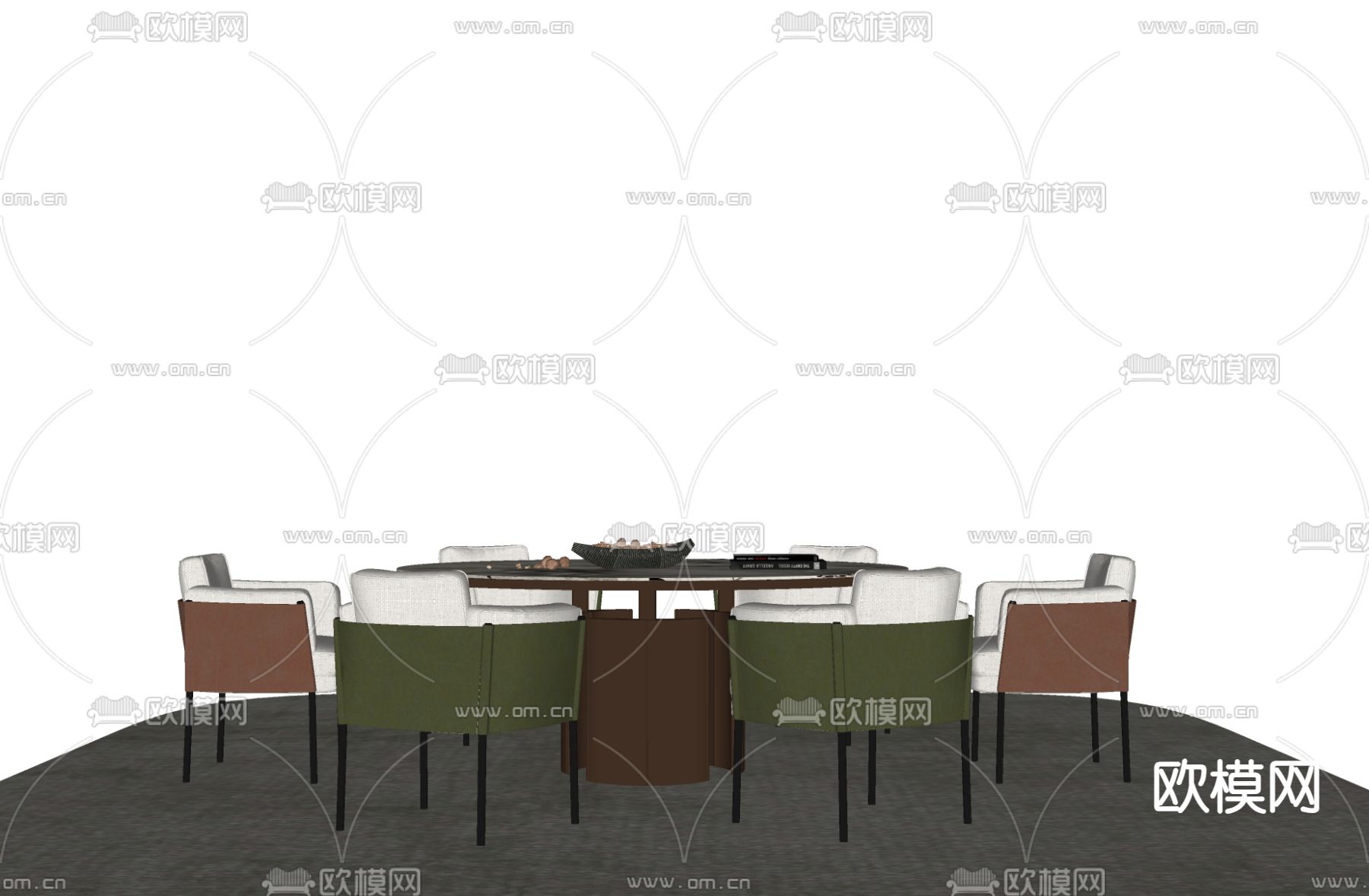 Minotti 餐桌椅su模型下载（渲染图1）