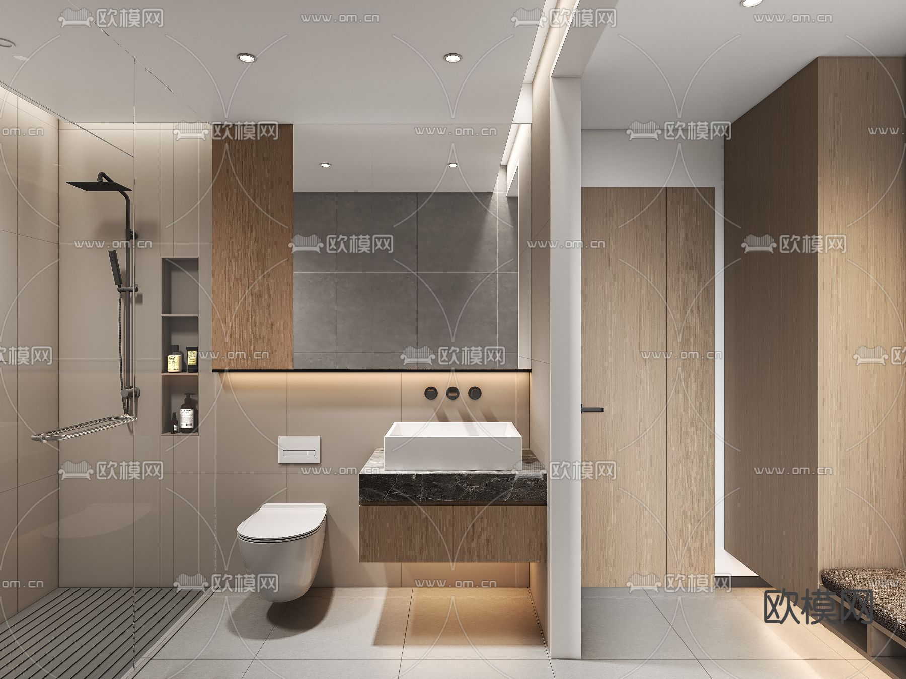 酒店洗浴间 卫生间3d模型下载