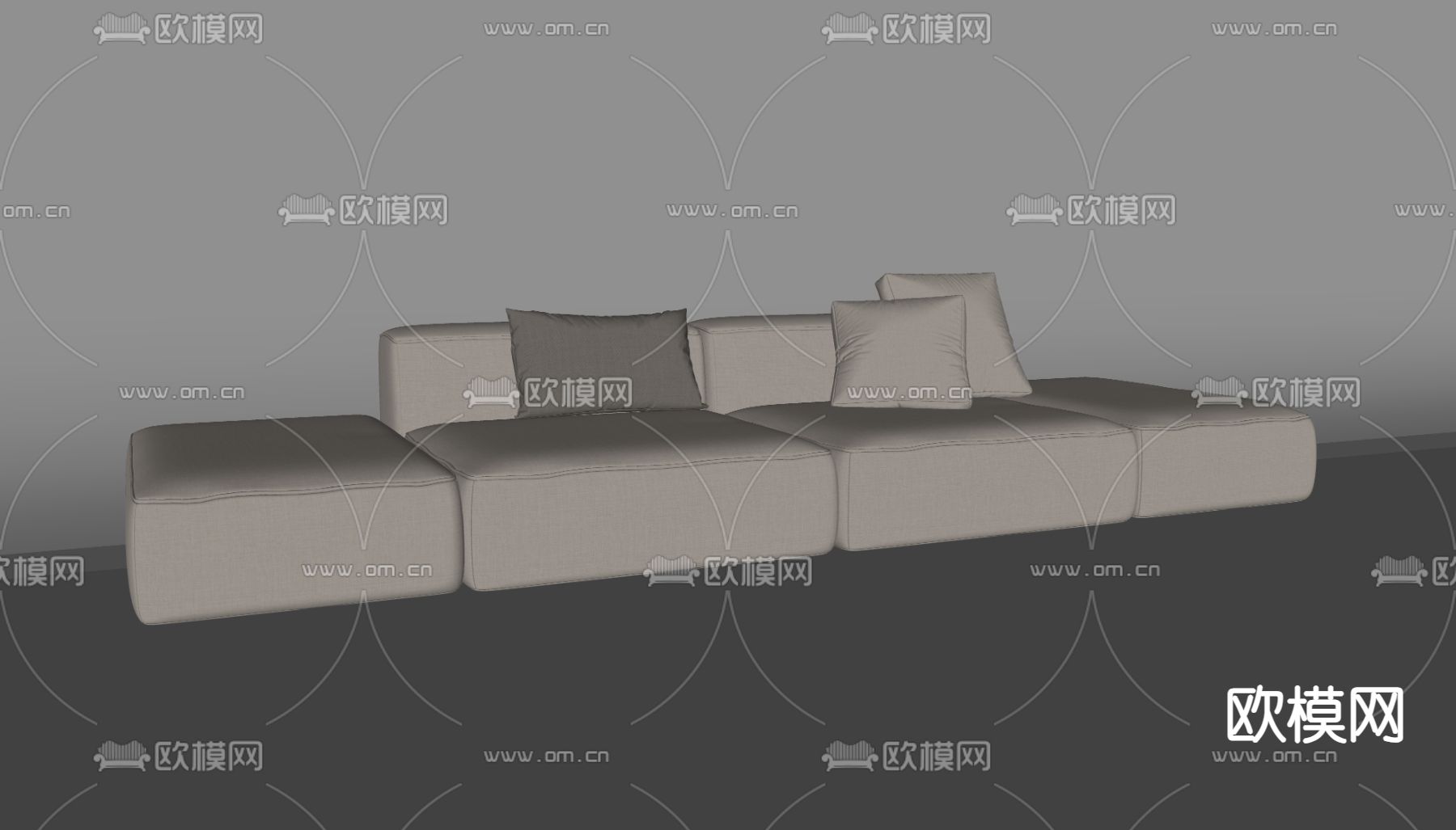 豆腐块沙发su模型下载（渲染图1）