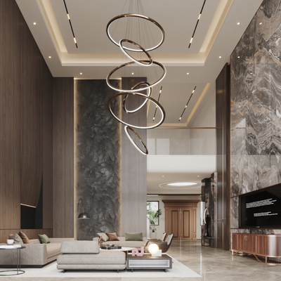  别墅大堂 跃层客厅su模型 