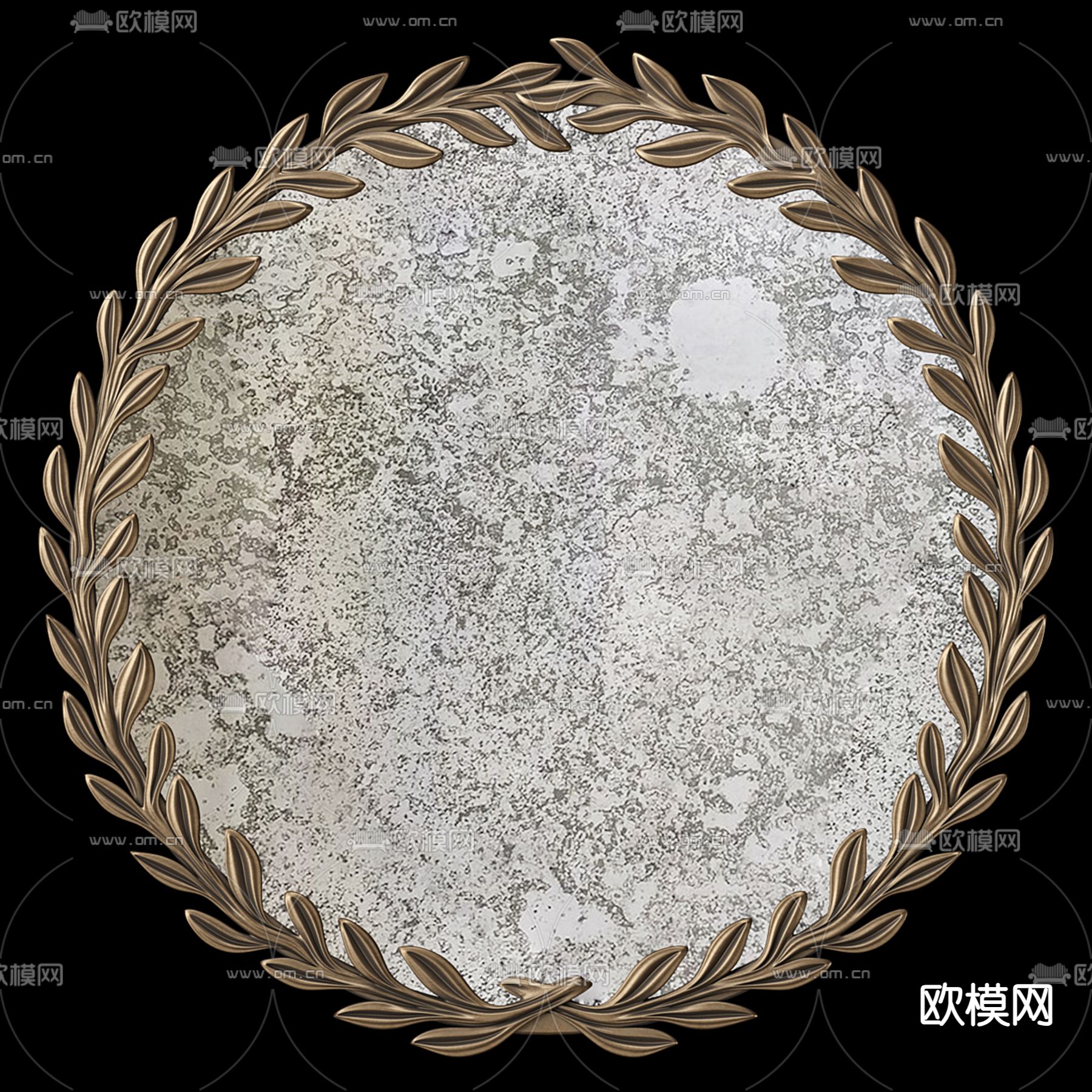 复古 黄铜花边镜子3d模型下载（渲染图2）