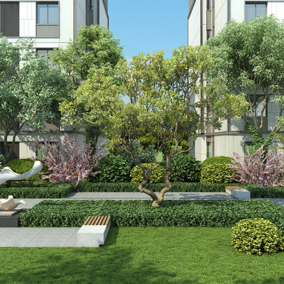  景观树 灌木带su模型 