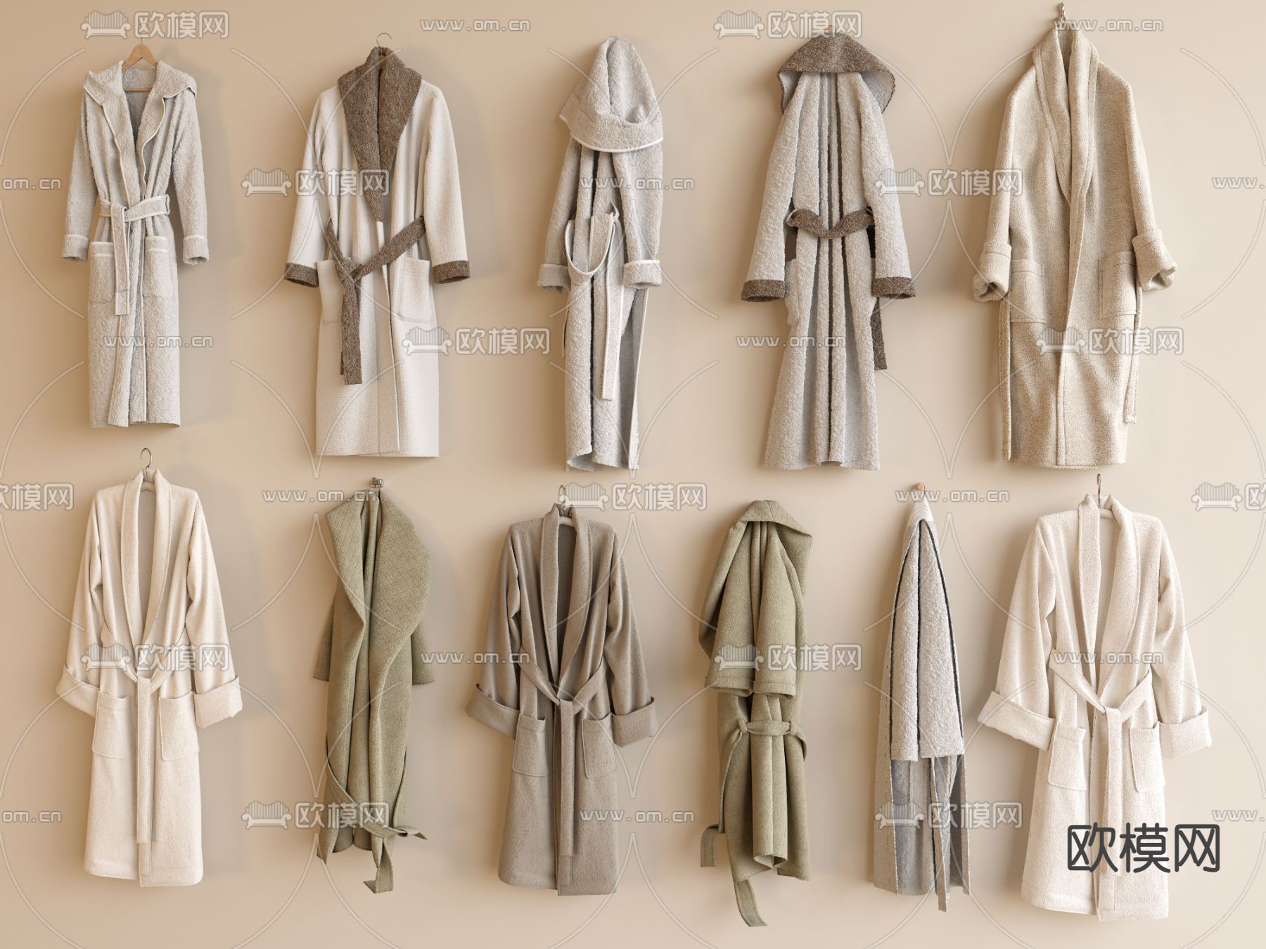 浴袍 浴衣 睡衣su模型下载（渲染图2）