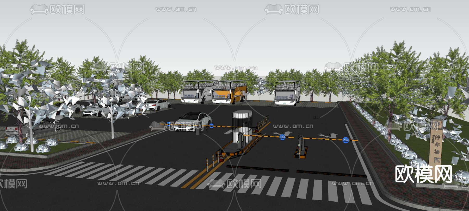 生态停车场 示范区su模型下载（渲染图1）