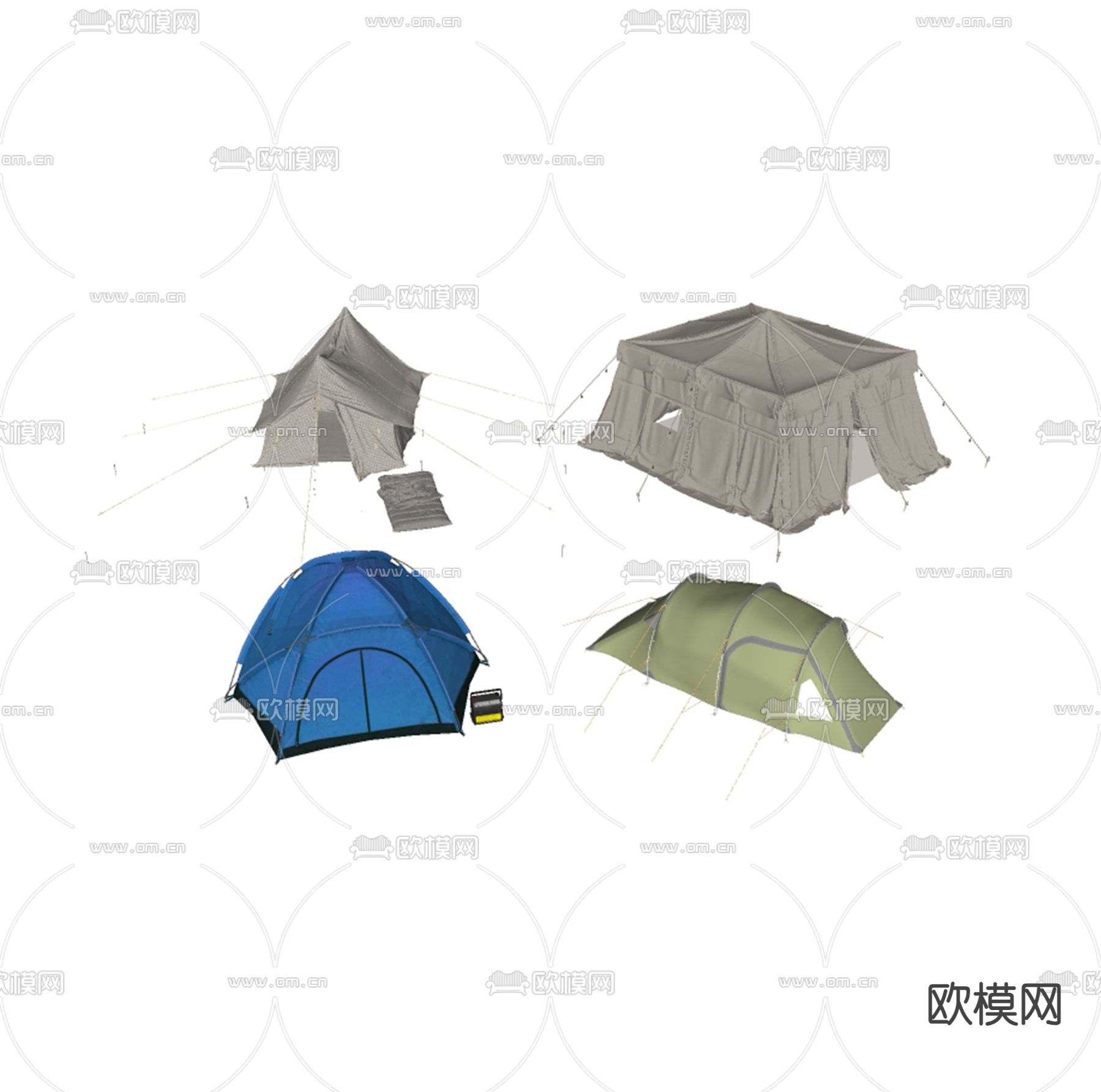 户外露营帐篷su模型下载（渲染图1）