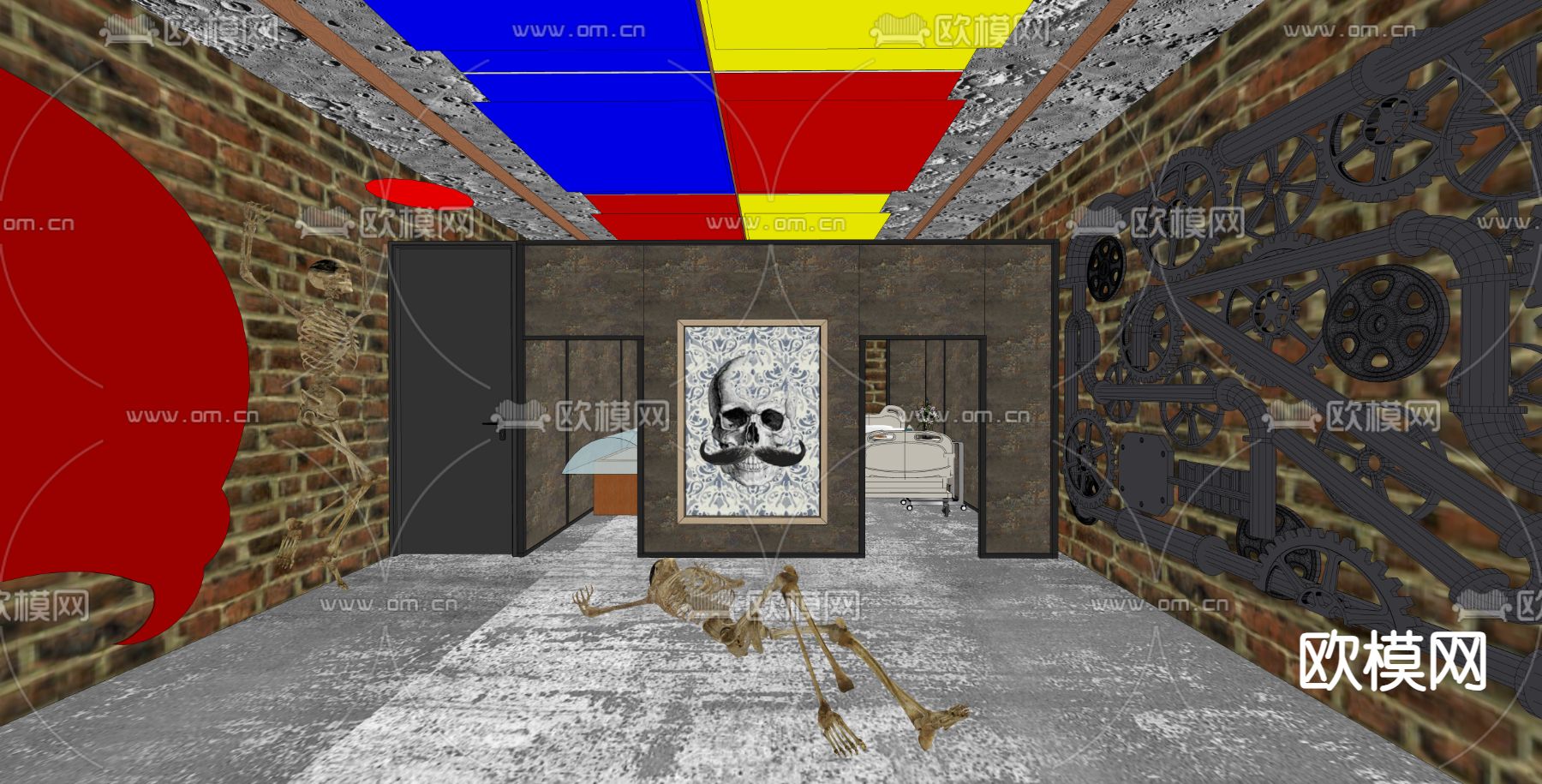 密室逃脱su模型下载（渲染图1）