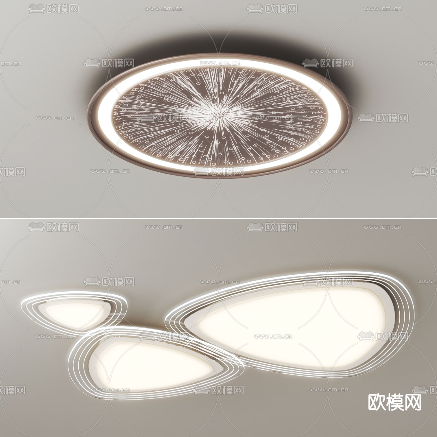 圆形吸顶灯 几何吸顶灯su模型下载（渲染图4）
