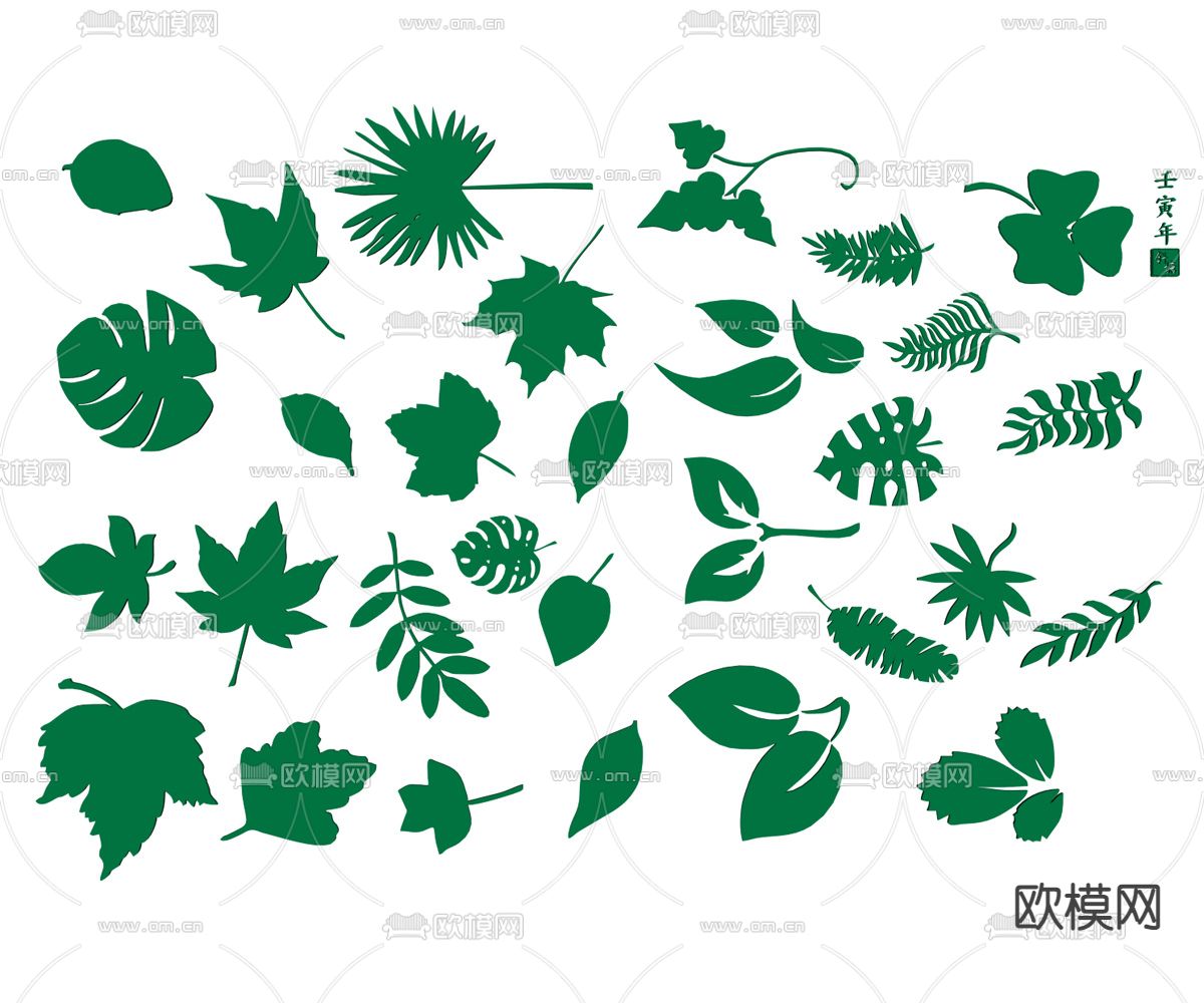 枫叶剪影 植物元素 墙饰su模型下载（渲染图1）