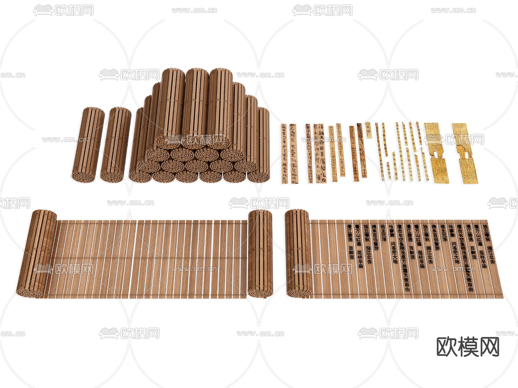 竹简 书简 古书 古文字su模型下载（渲染图2）