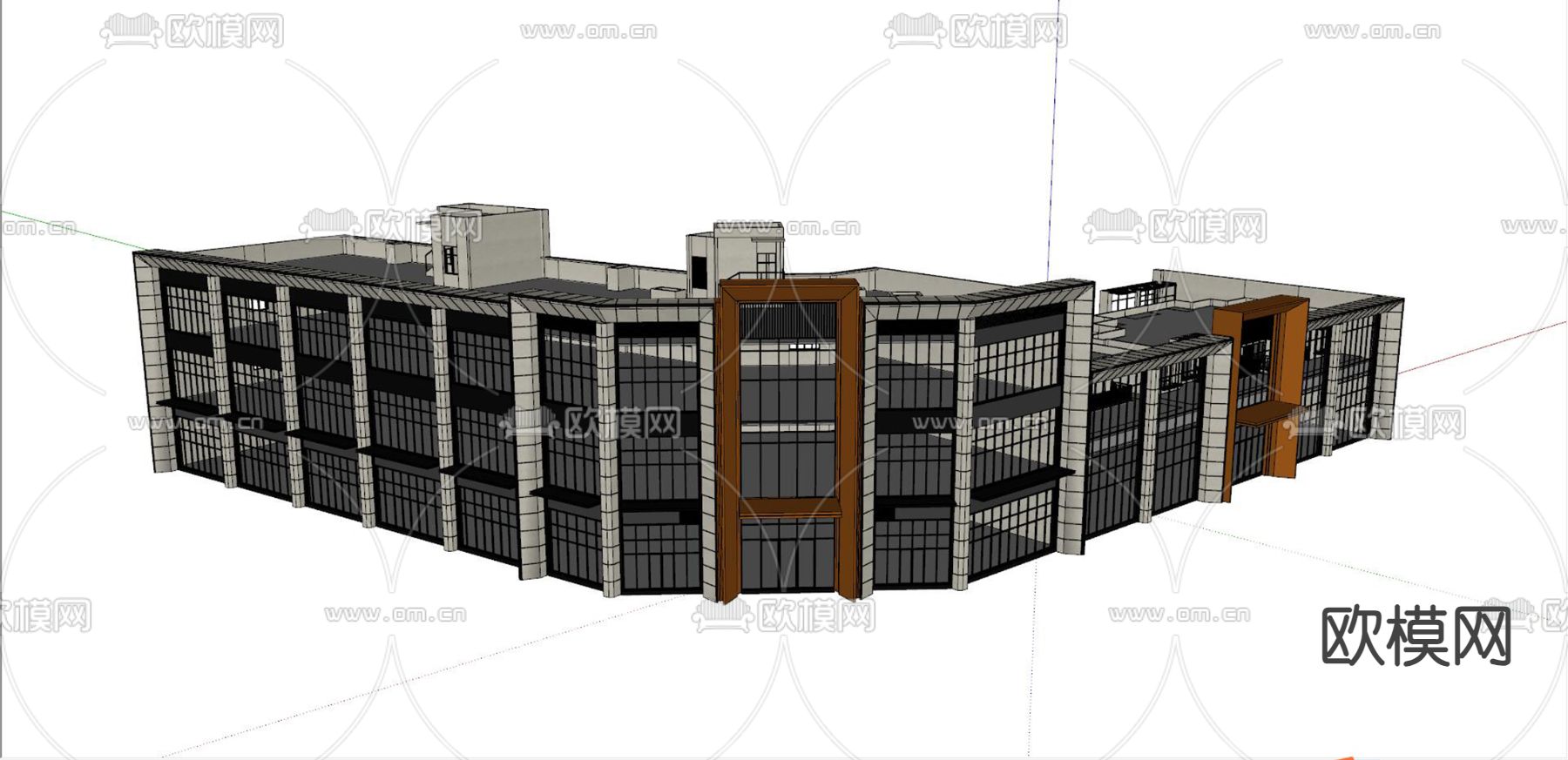现代商业街su模型下载（渲染图1）