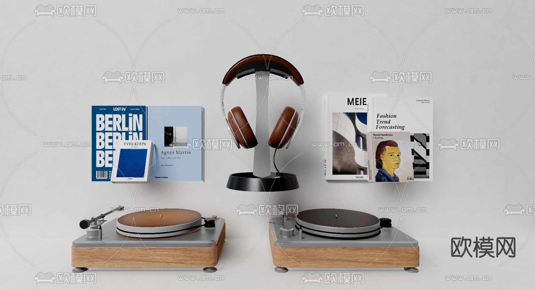 数码产品 耳机 唱片机su模型下载（渲染图1）