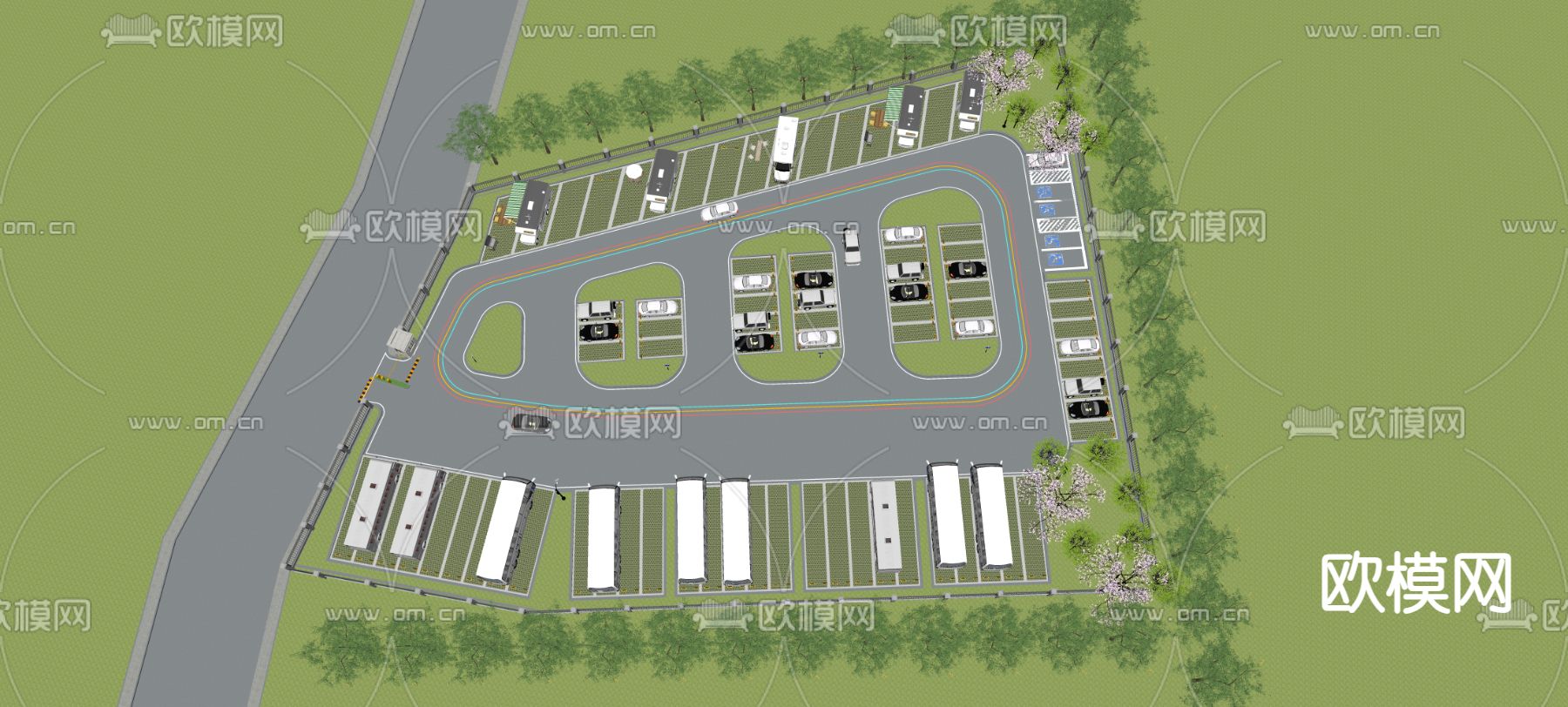 现代停车场 示范区su模型下载（渲染图1）
